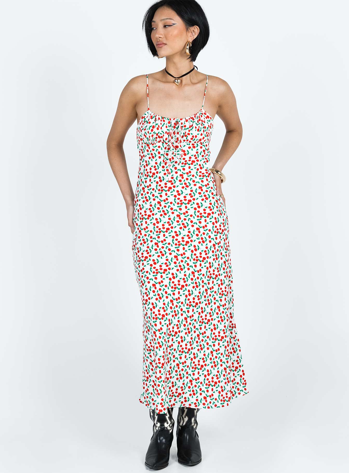 Kaplan Midi Dress White / Red - Image 3