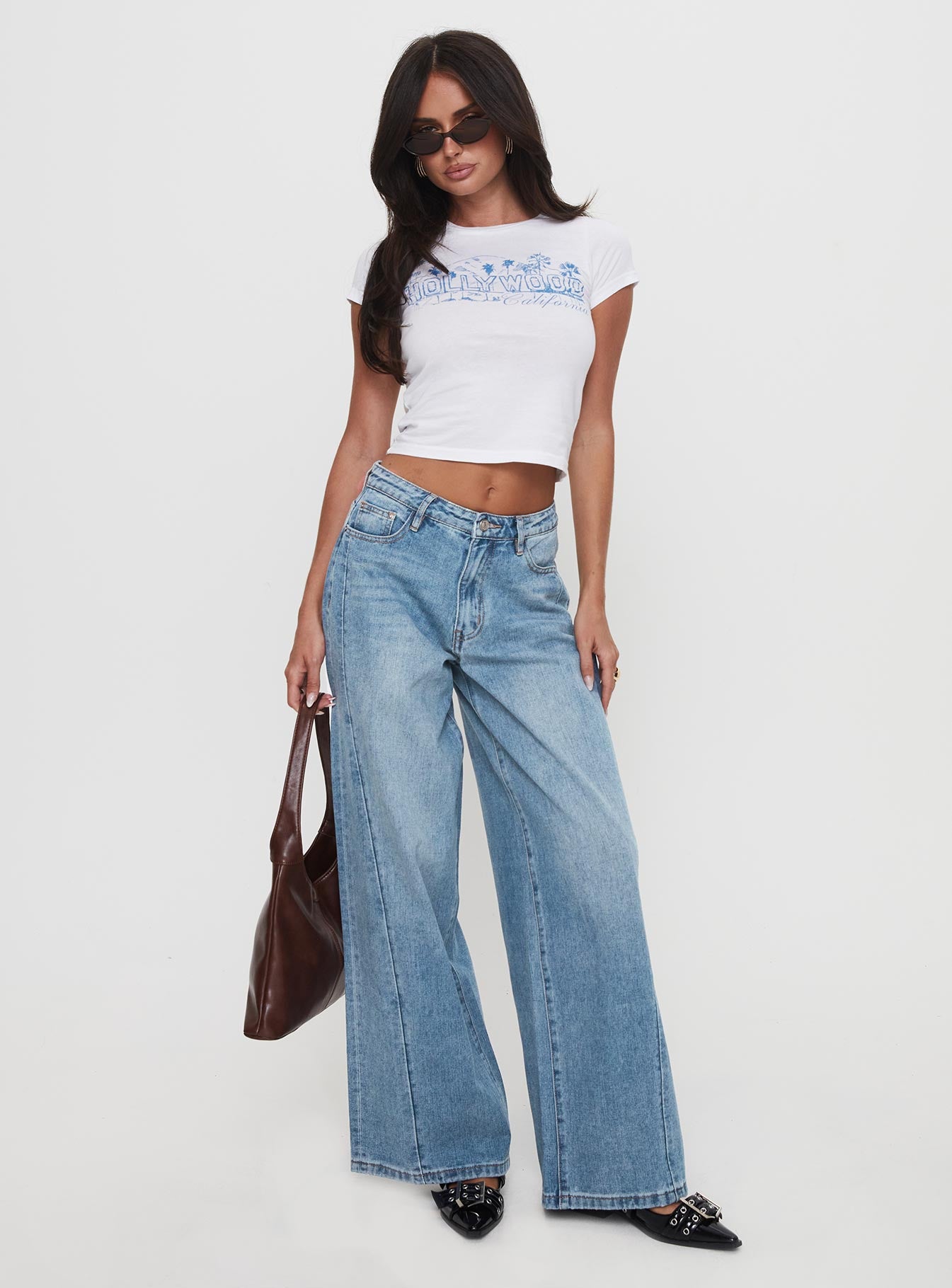 Ringer Low Rise Wide Leg Jeans Blue - Image 3