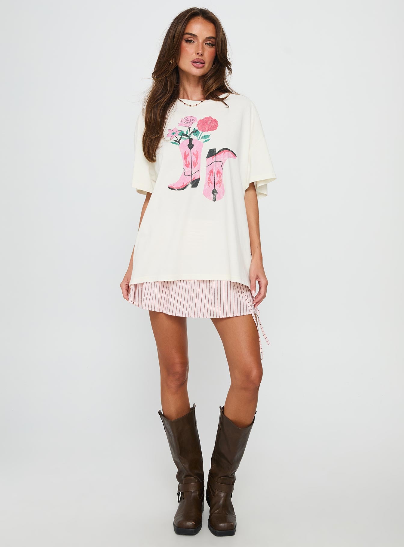 Lassie Girl Oversized Graphic Top Cream - Image 2