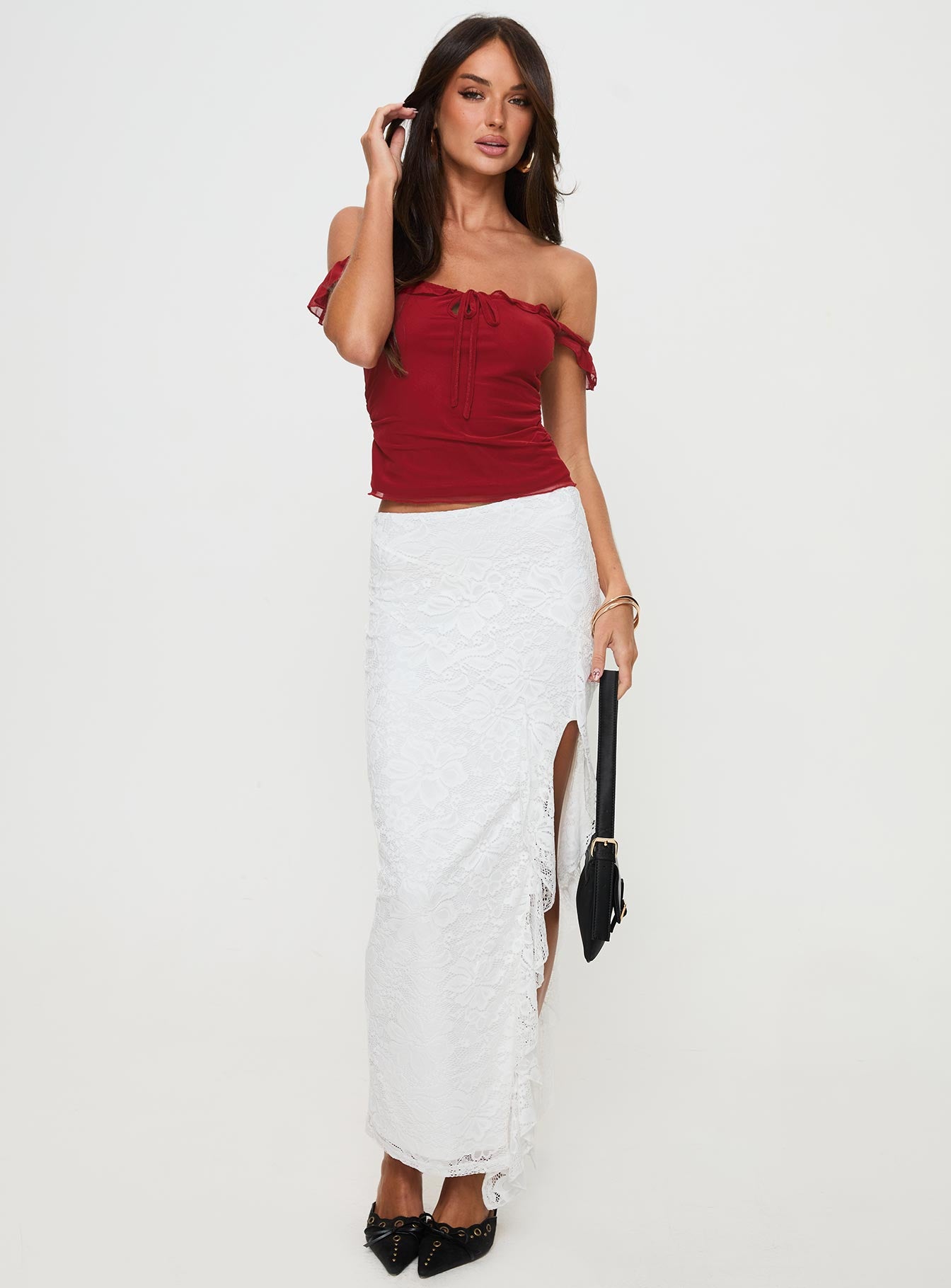 Ayaan Off The Shoulder Top Red - Image 3