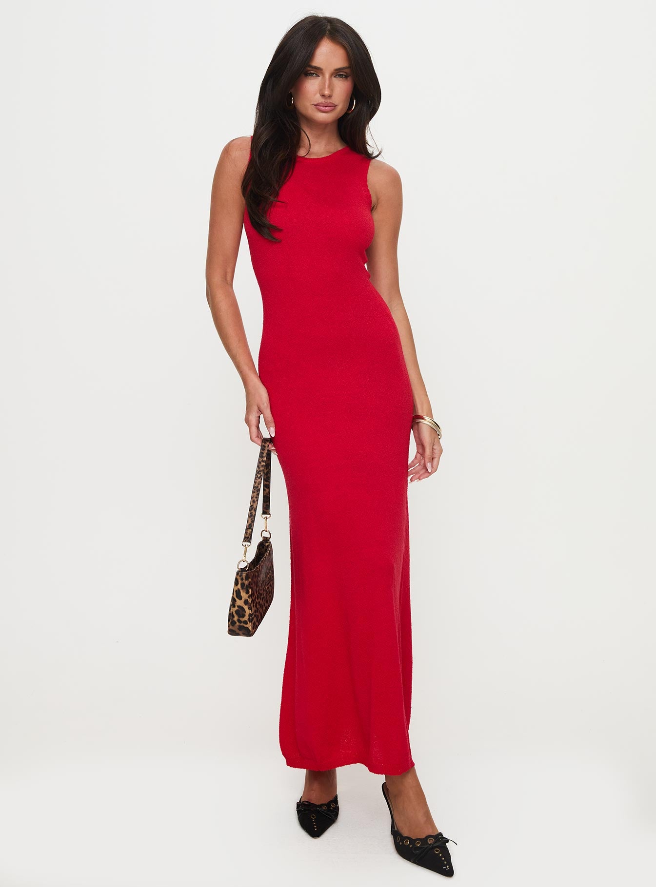 Maebie Knit Maxi Dress Red - Image 3
