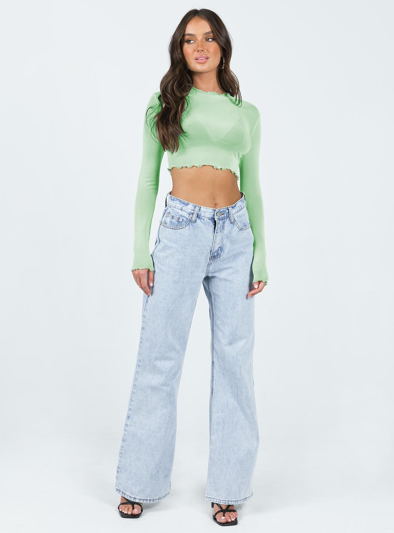 Livvy Long Sleeve Top Green - Image 2
