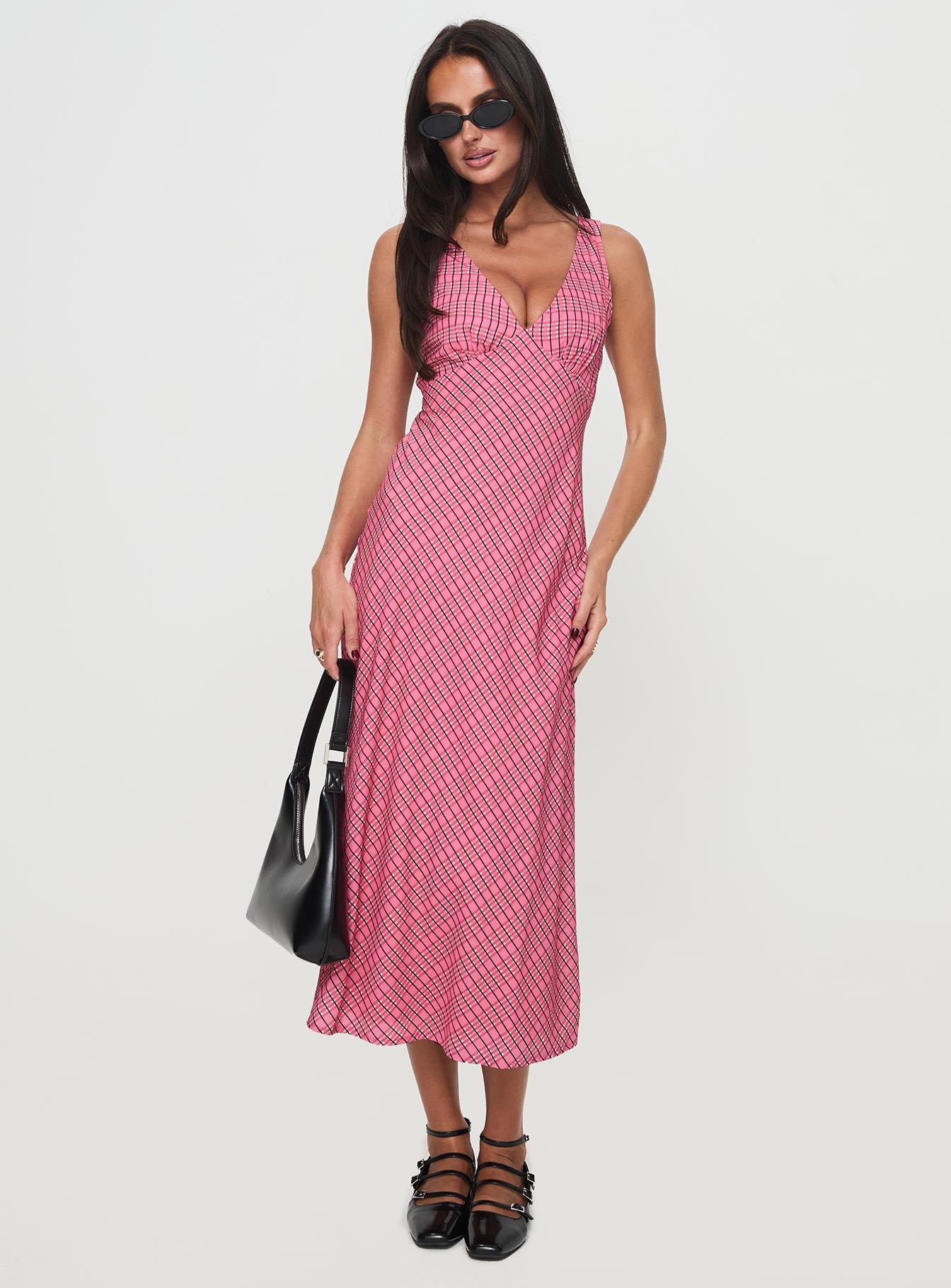 Nellie Midi Dress Pink Check - Image 3