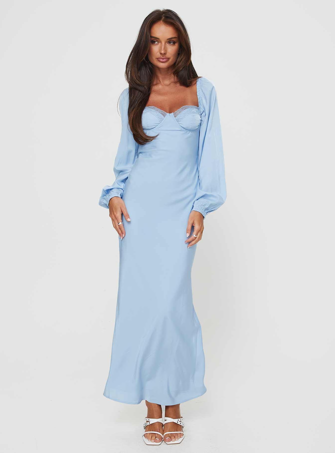 Hazel Long Sleeve Maxi Dress Blue - Image 2