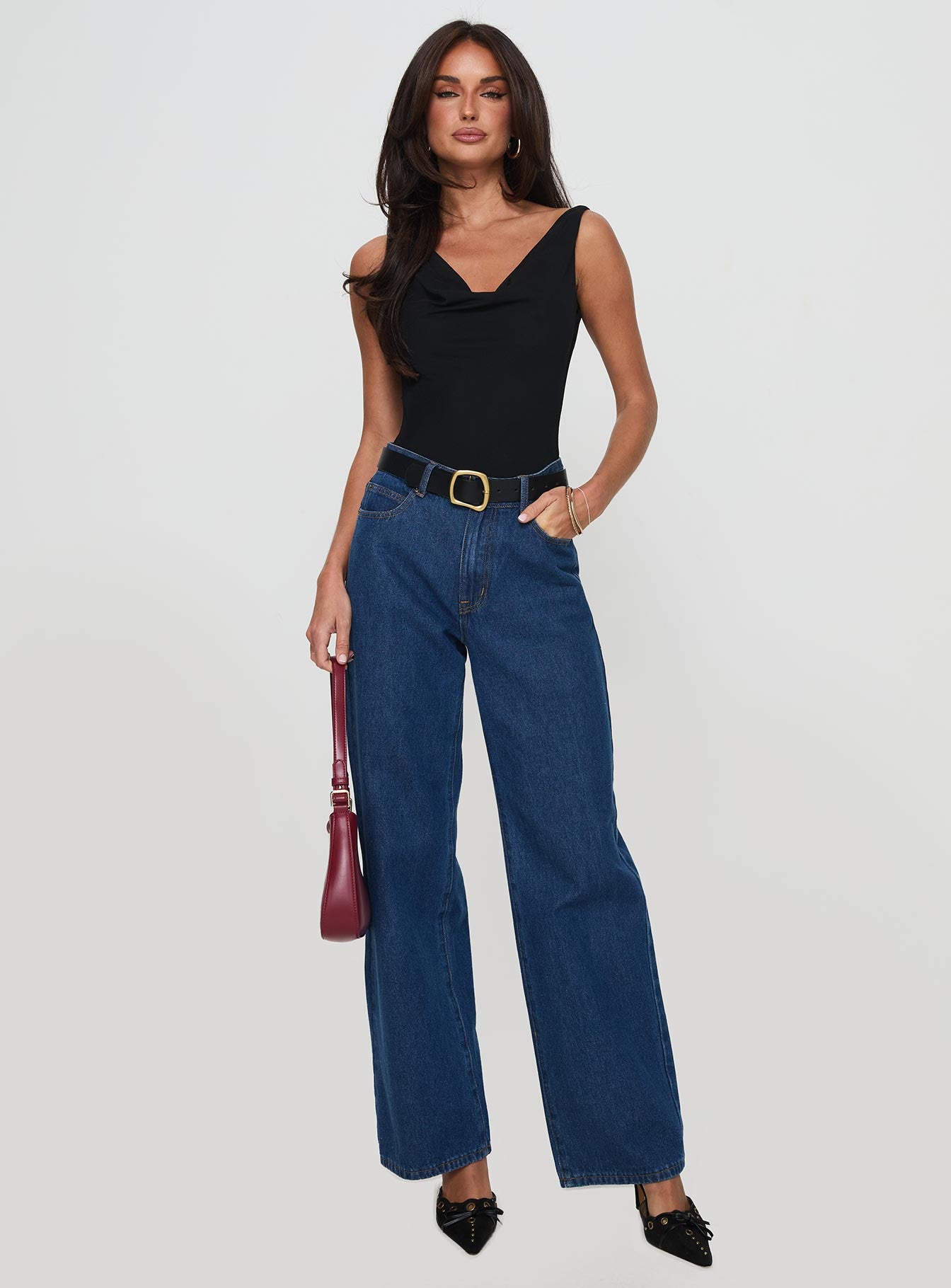 Axton Cowl Neck Bodysuit Black - Image 3