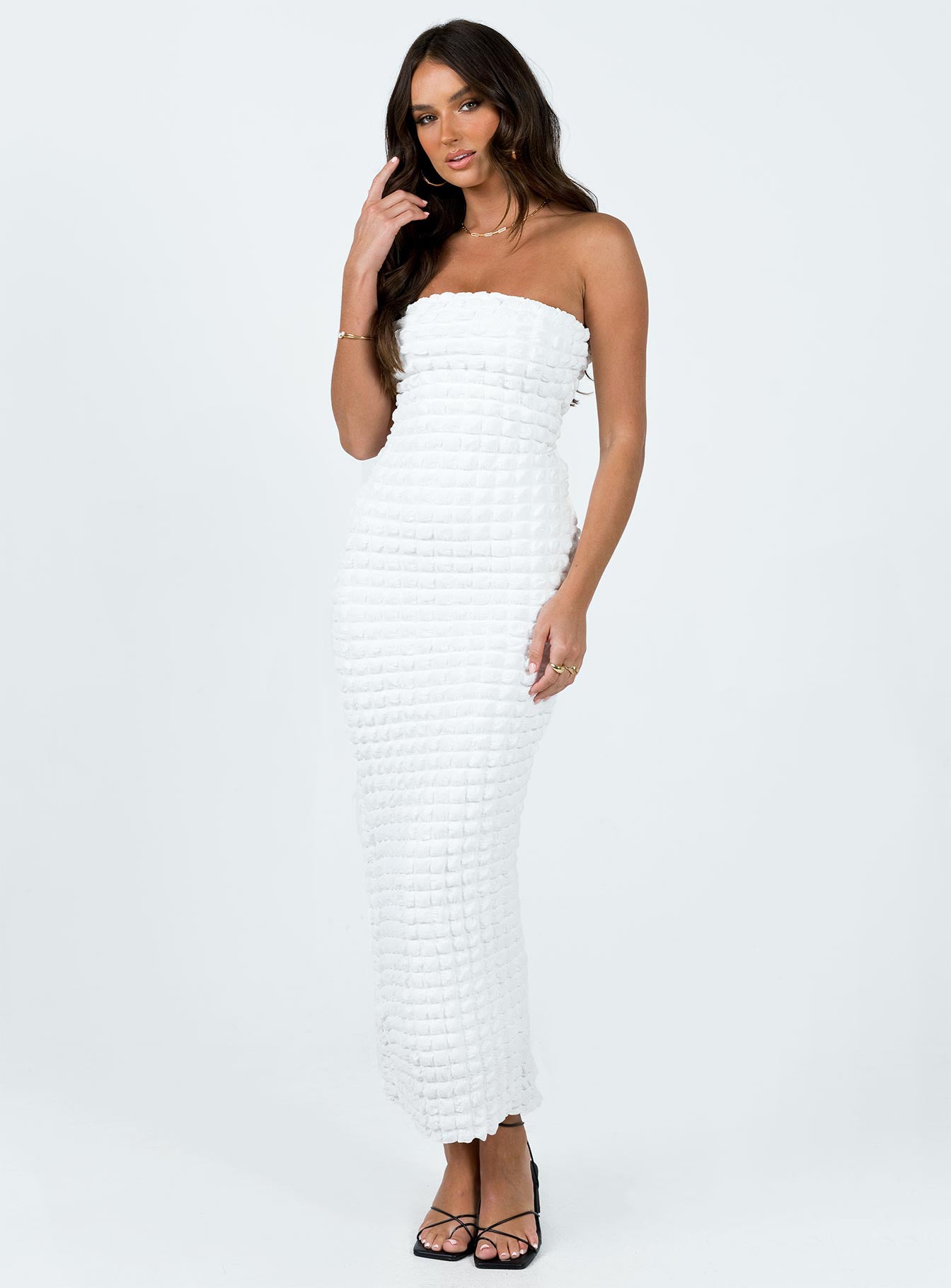 Kendrick Strapless Maxi Dress White - Image 3