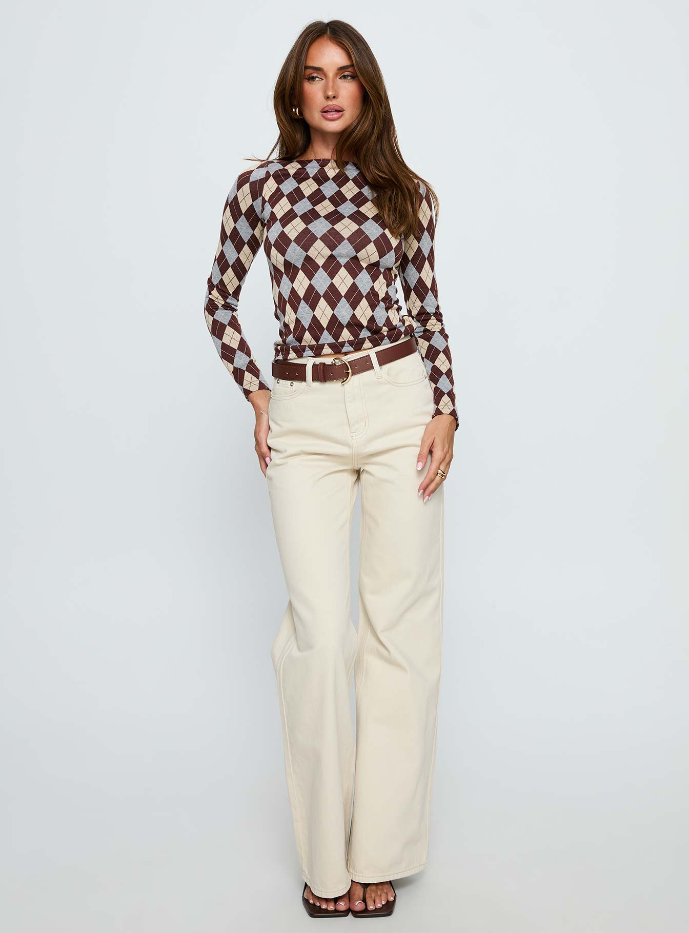 Maple Mid Rise Flare Jeans Ecru - Image 3
