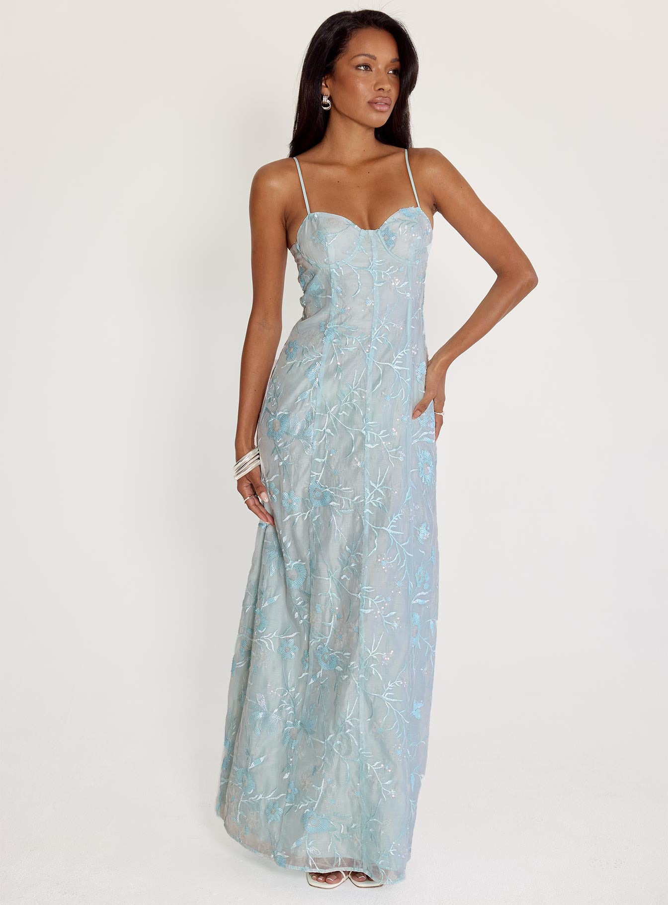 Believe In Love Embroidered Maxi Dress Blue - Image 2