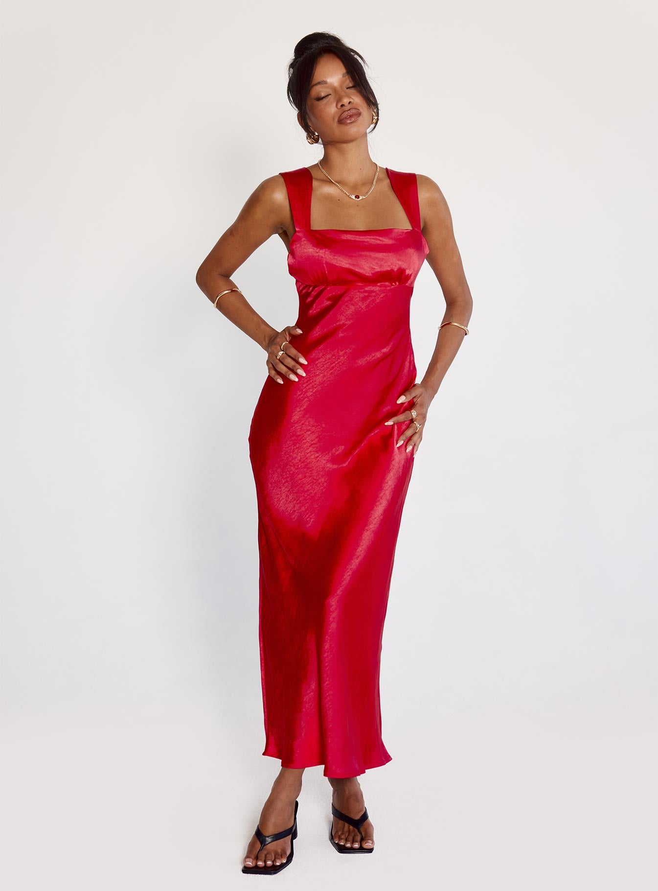 Radioactive Bias Cut Maxi Dress Red - Image 9