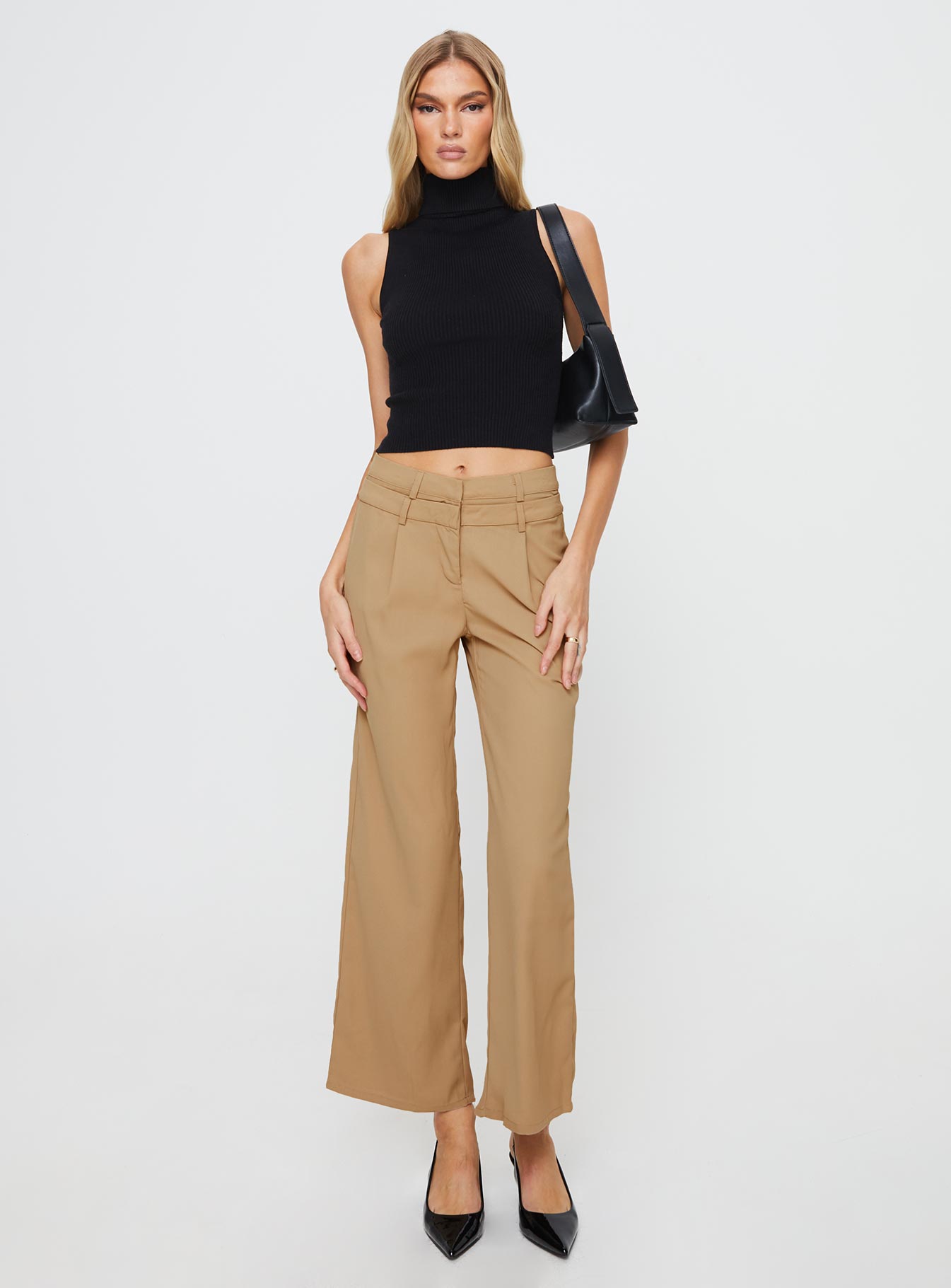 Paulino Double Waistband Pants Beige - Image 2