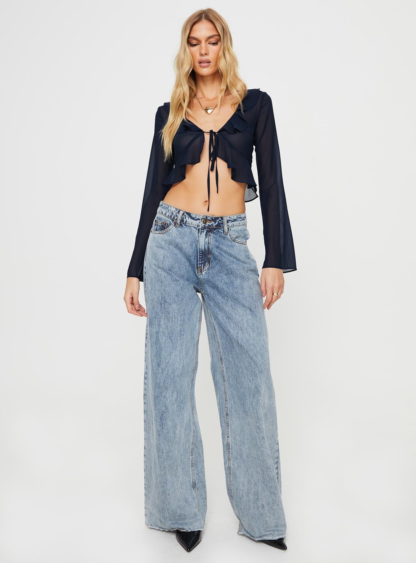 Gylda Long Sleeve Top Navy - Image 3