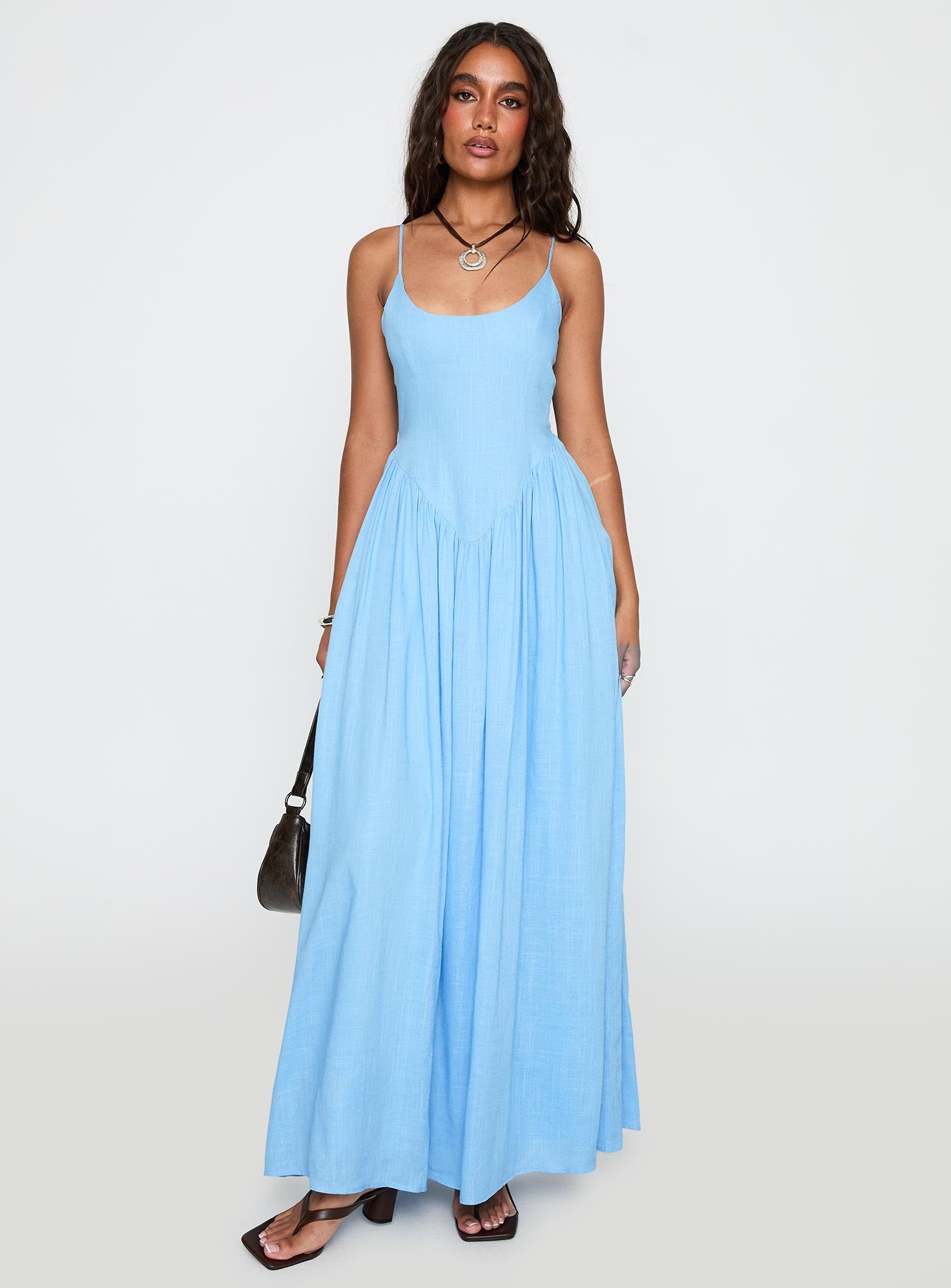 Palisades Tie Up Maxi Dress Blue - Image 2
