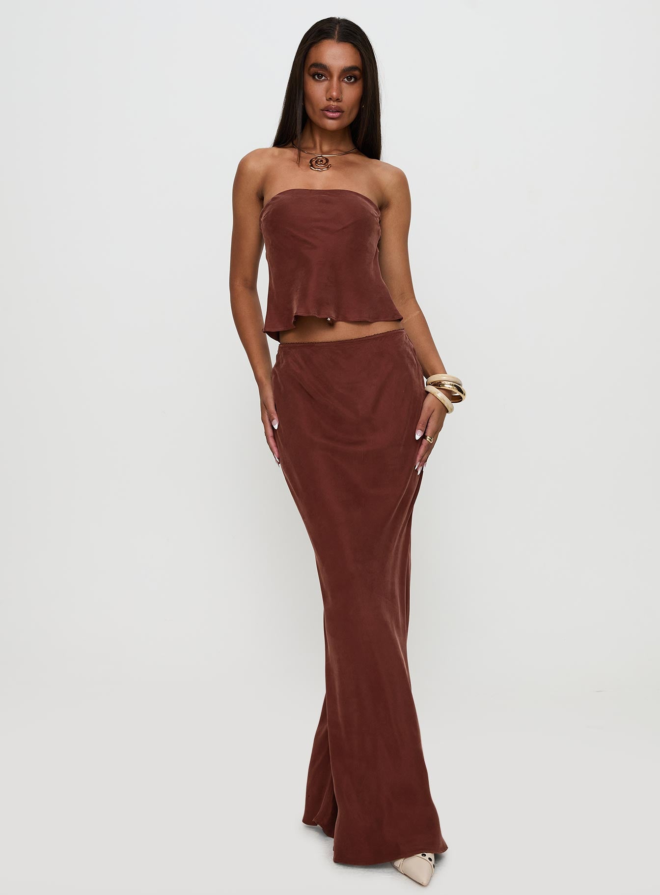 Lucelia Strapless Top Brown - Image 3