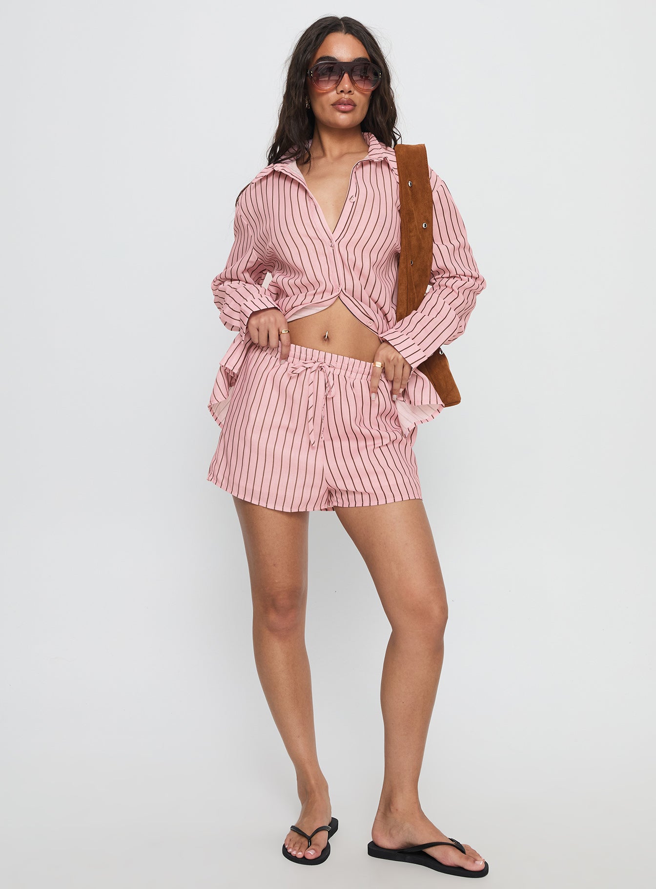 Chloe Set Pink / Brown Stripe - Image 3