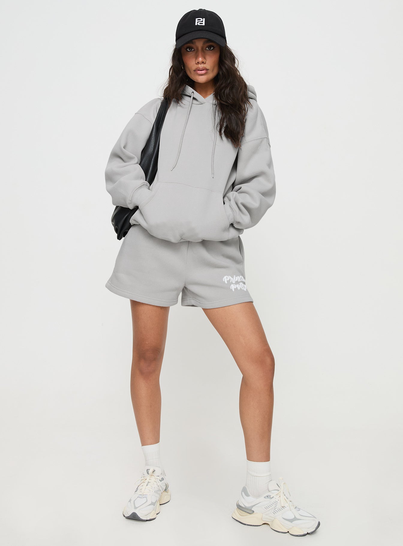 Princess Polly Hooded Sweatshirt Puff Text Grey - Image 3