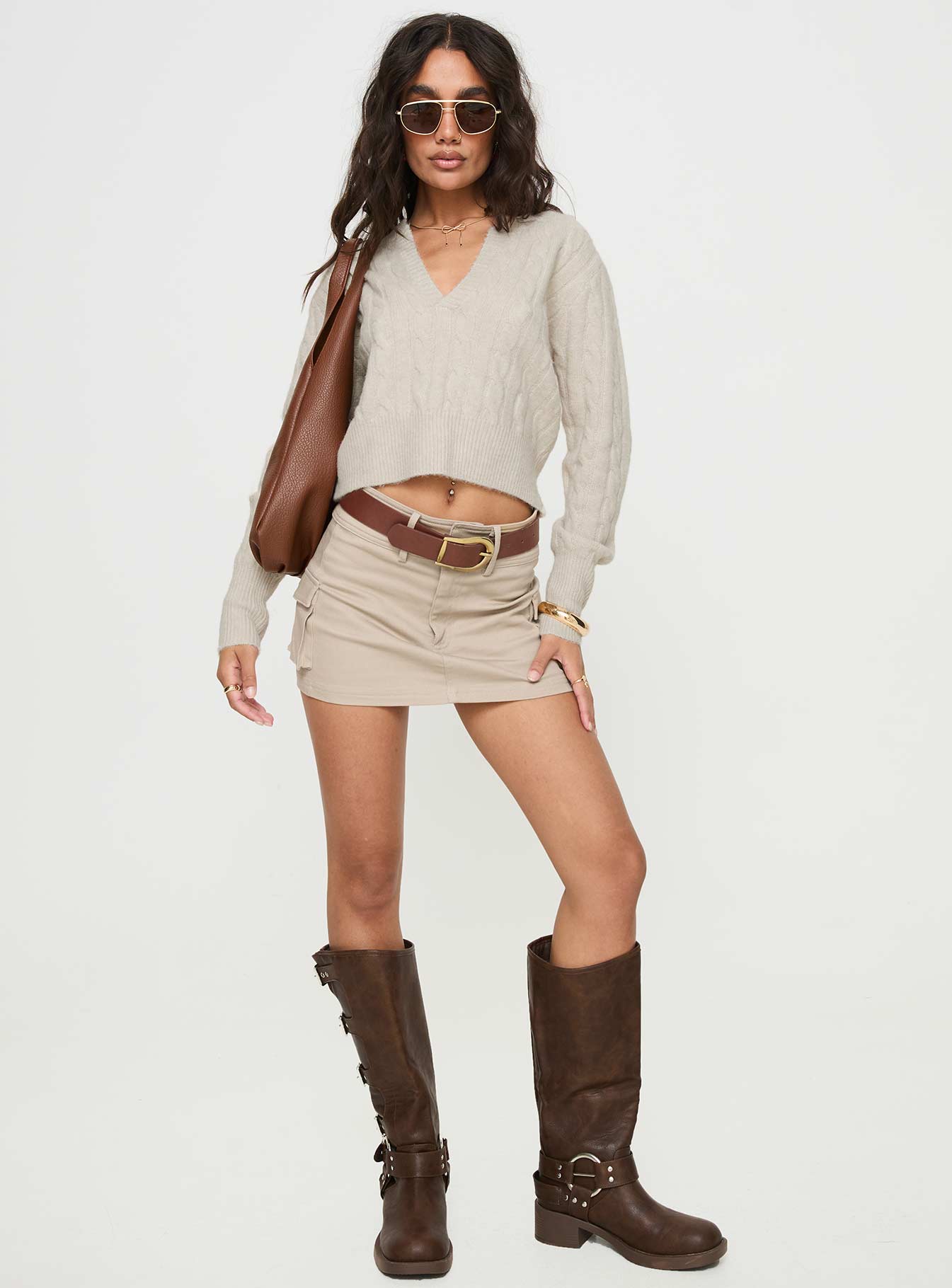 Nicolie Cable Knit Sweater Beige - Image 3