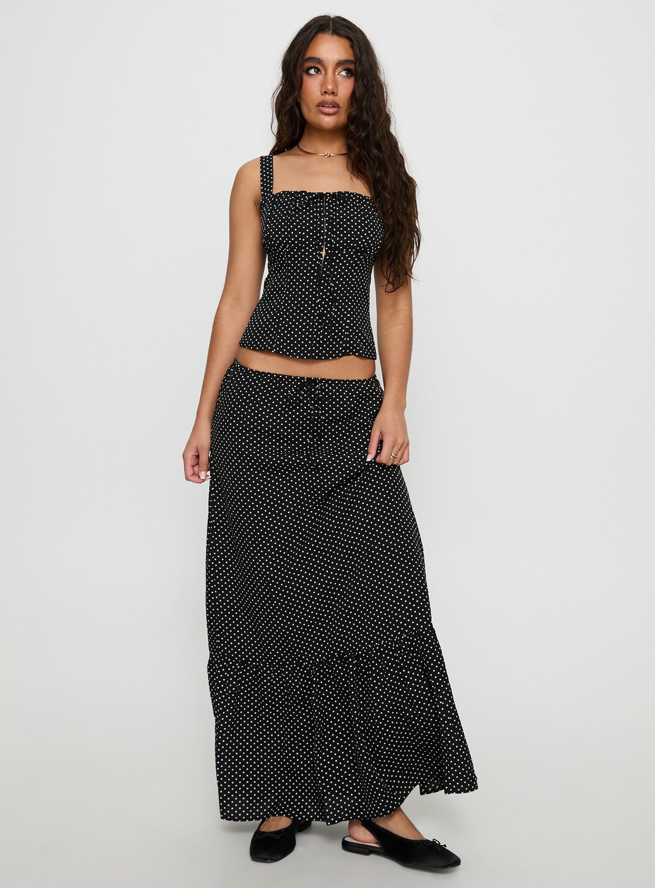Modern Girl Maxi Skirt Black / Polka Dot - Image 3