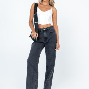 Arlington High Rise Straight Leg Denim Jeans Black