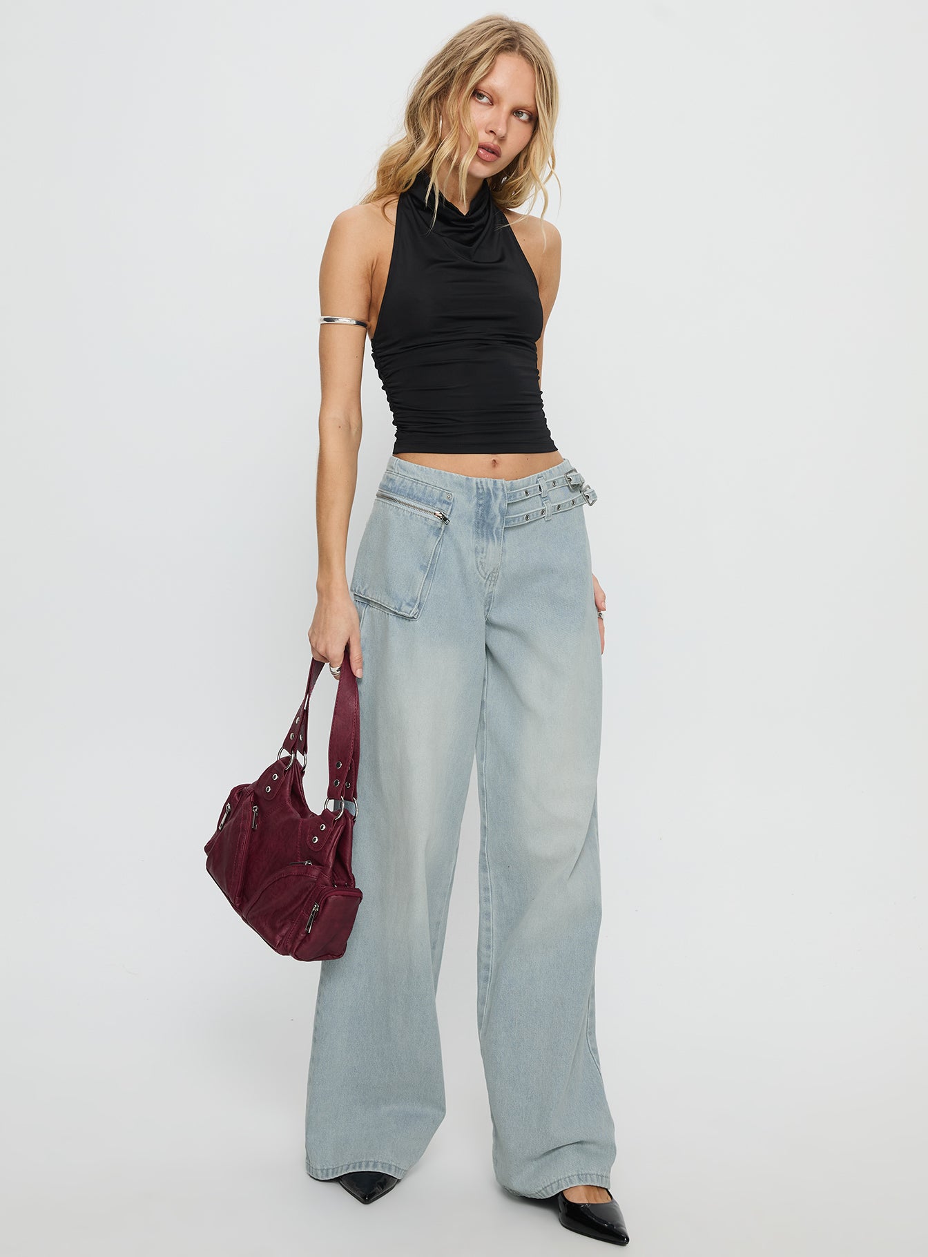 Paltrow Mid Rise Wide Leg Cargo Jeans Black - Image 12