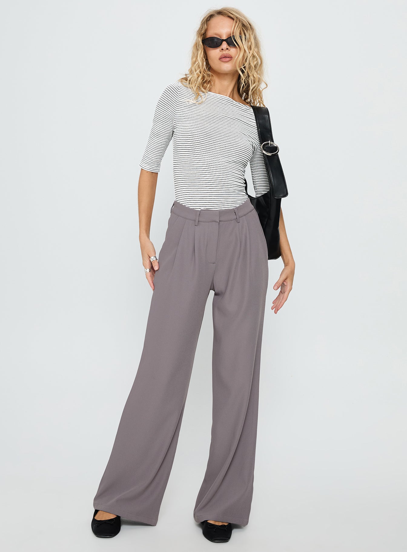 Here One Moment 3/4 Sleeve Bodysuit Black / White Stripe - Image 3