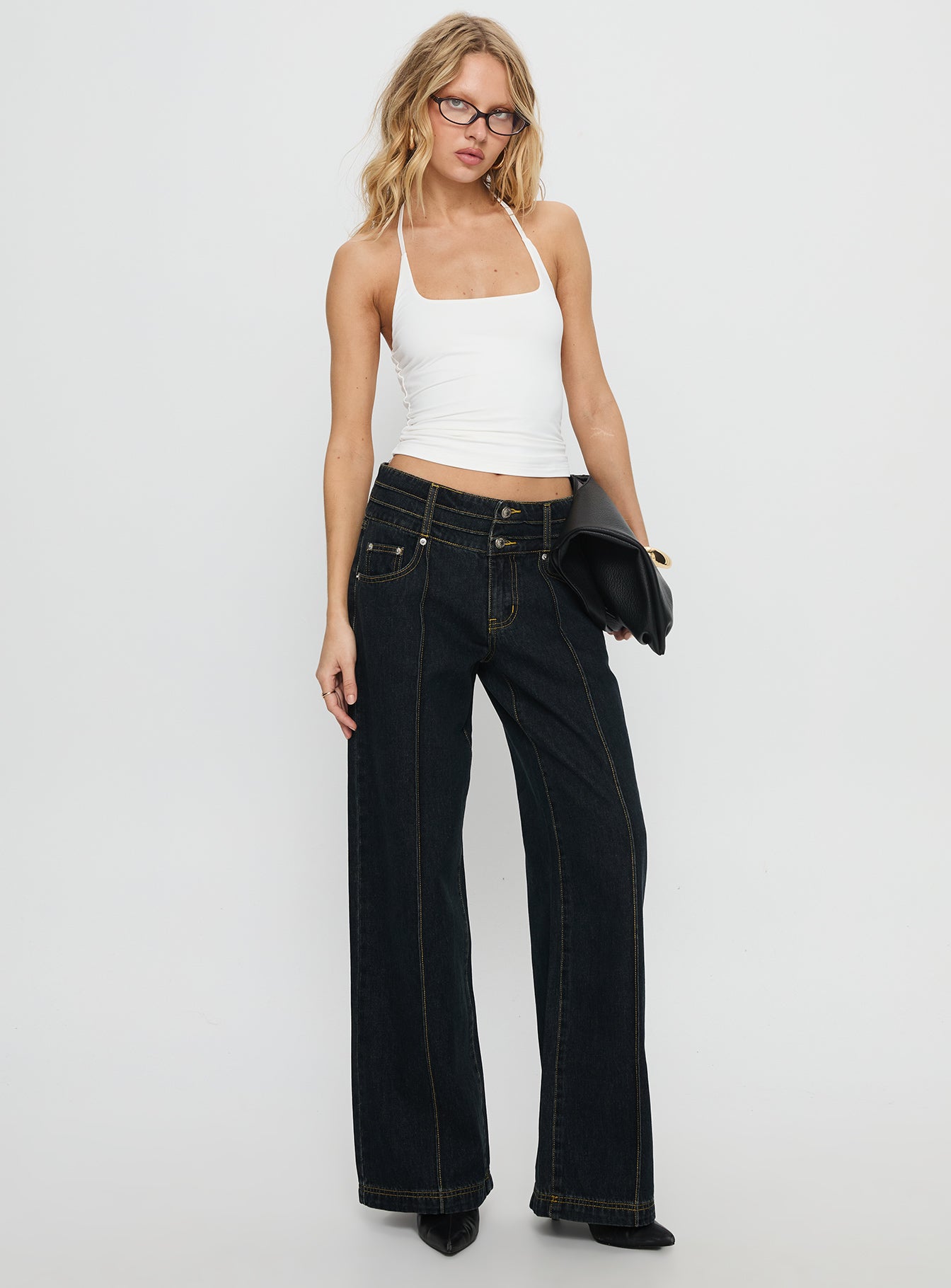 Hannalee Low Rise Wide Leg Cargo Jeans Grunge Wash - Image 3