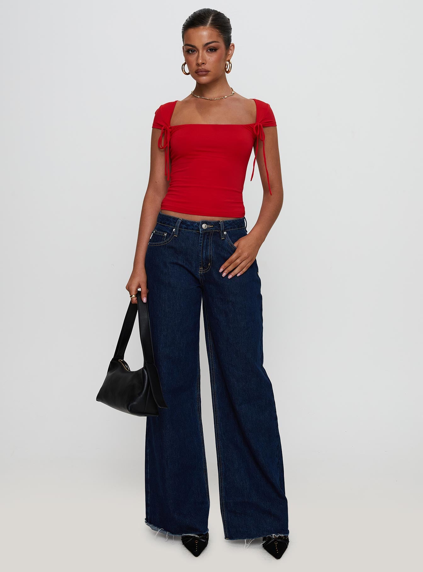 Daena Tie Detail Top Red - Image 2