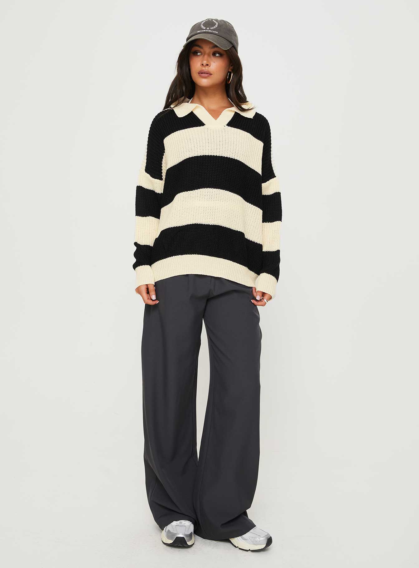 Mild Collared Sweater Cream / Black - Image 2