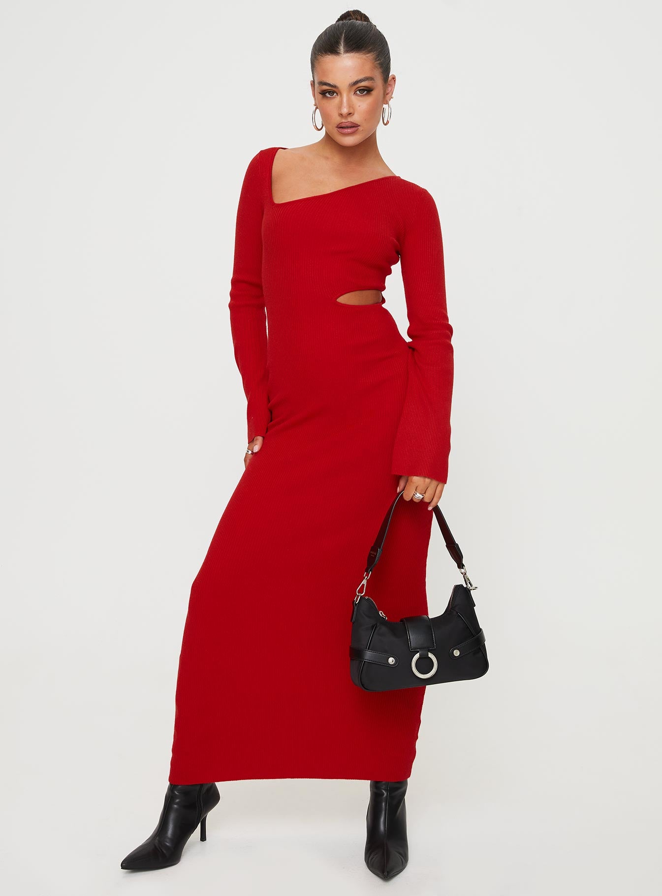 Whitley Cut Out Knit Maxi Dress Red - Image 6