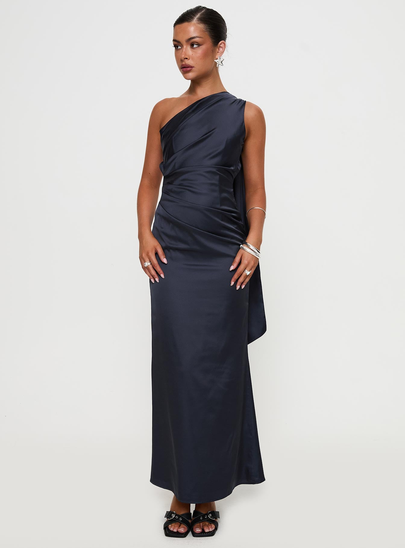 Dulcia One Shoulder Maxi Dress Blue - Image 3