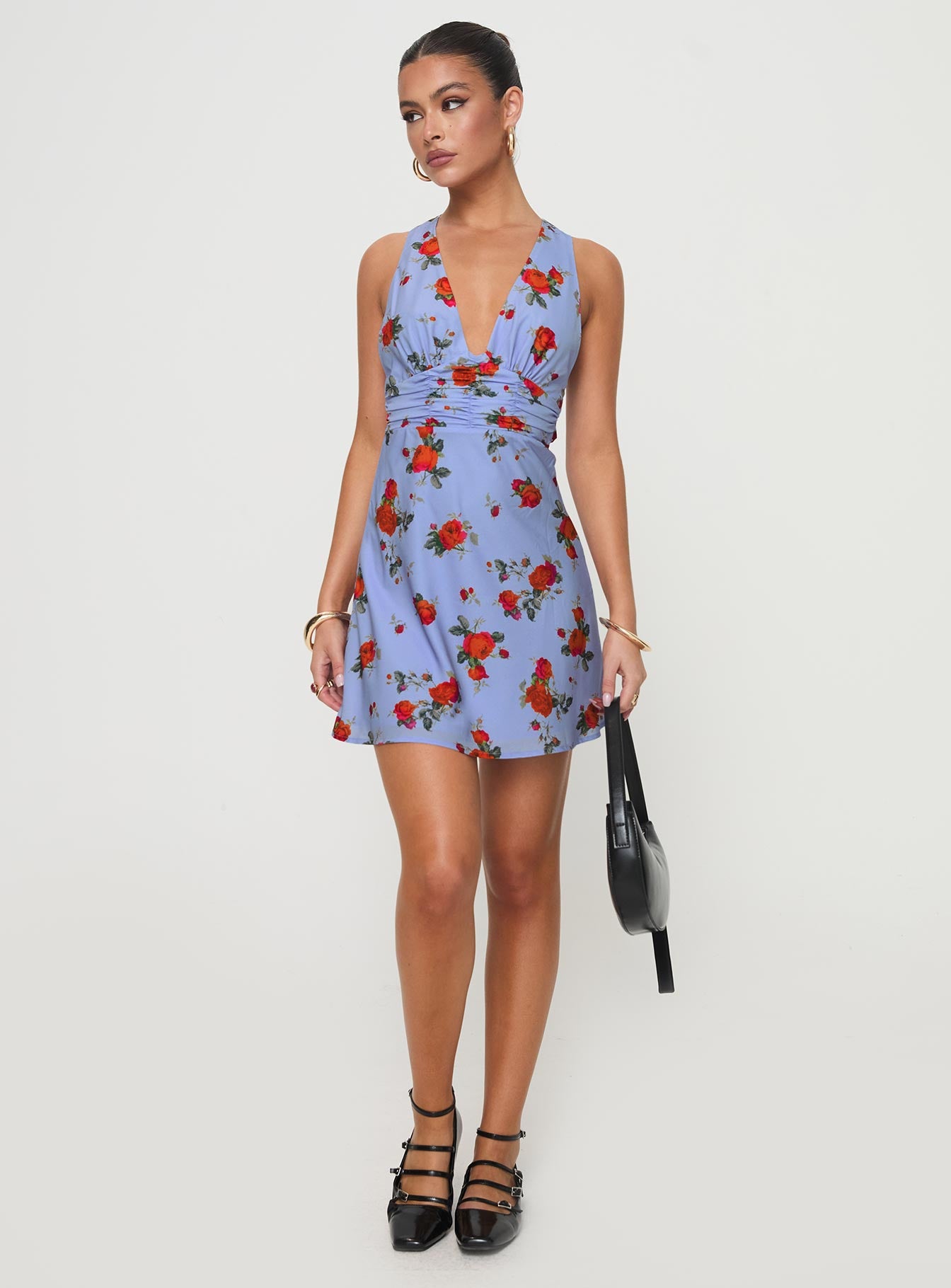 Connelly Mini Dress Blue Floral - Image 3