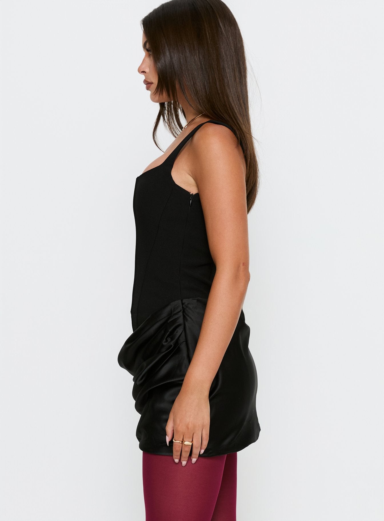 Ryana Corset Drape Mini Dress Black - Image 4