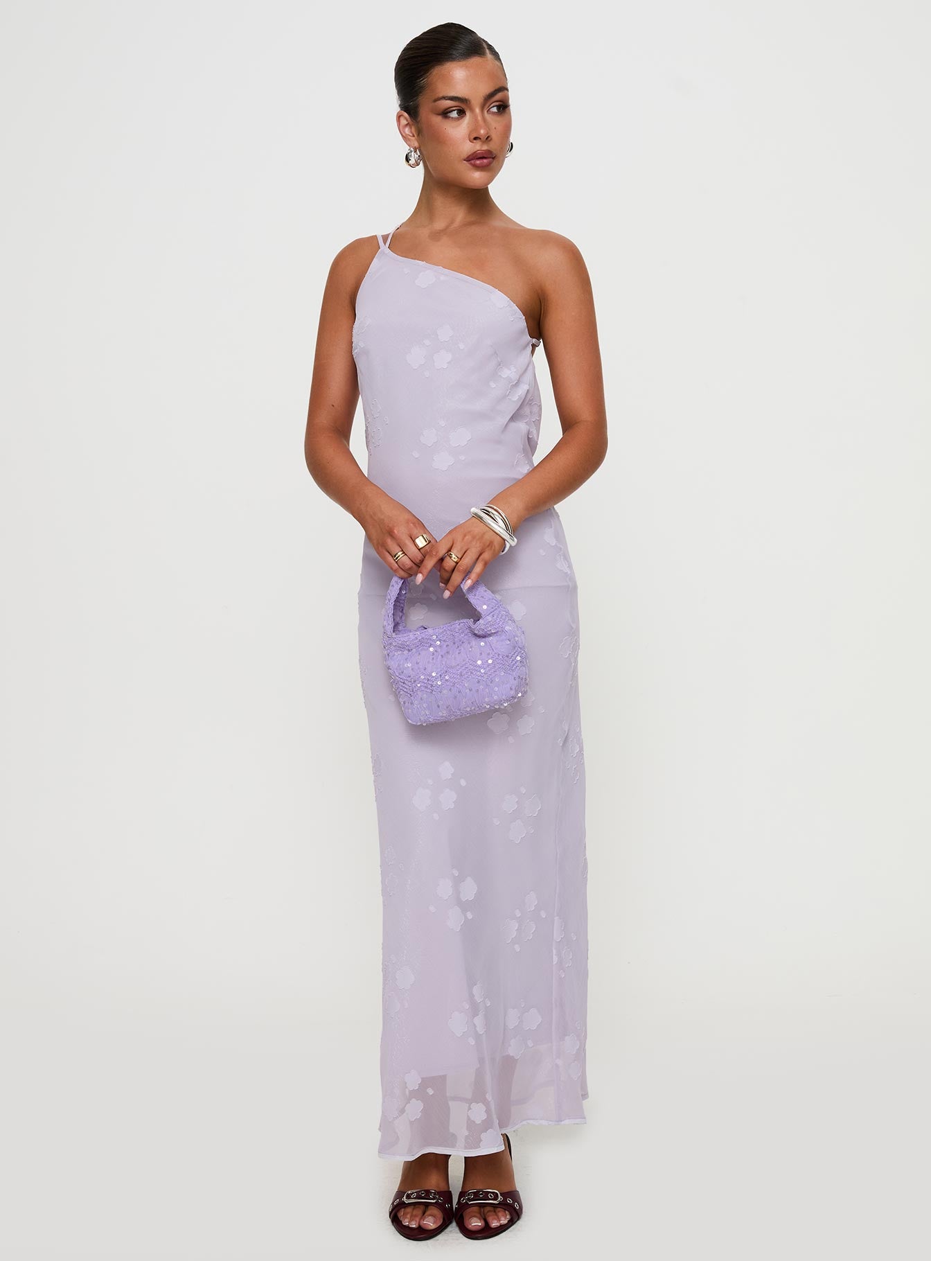 Jazmira One Shoulder Maxi Dress Lilac - Image 3