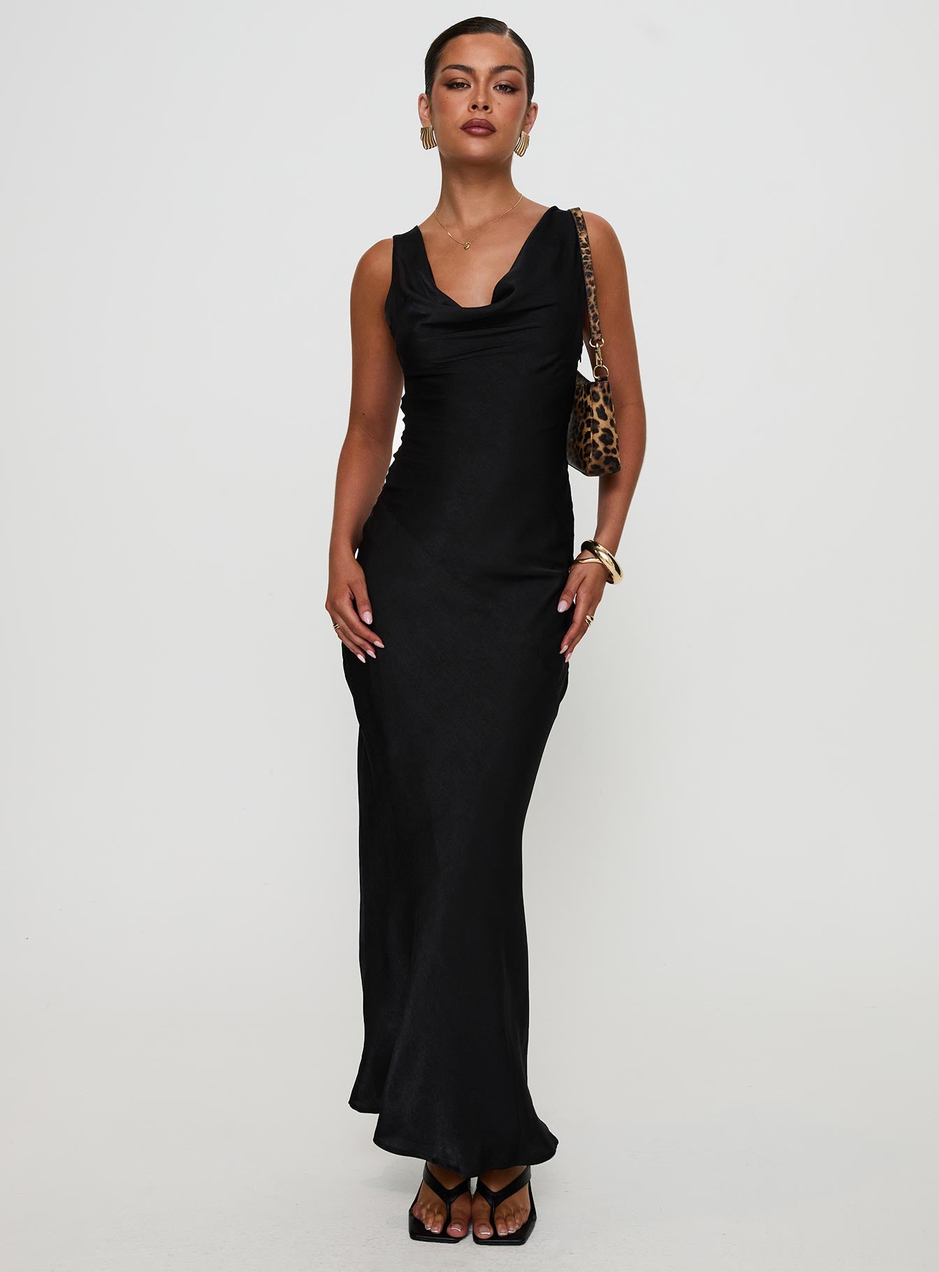 Make Memories Cowl Neck Maxi Dress Black - Image 3