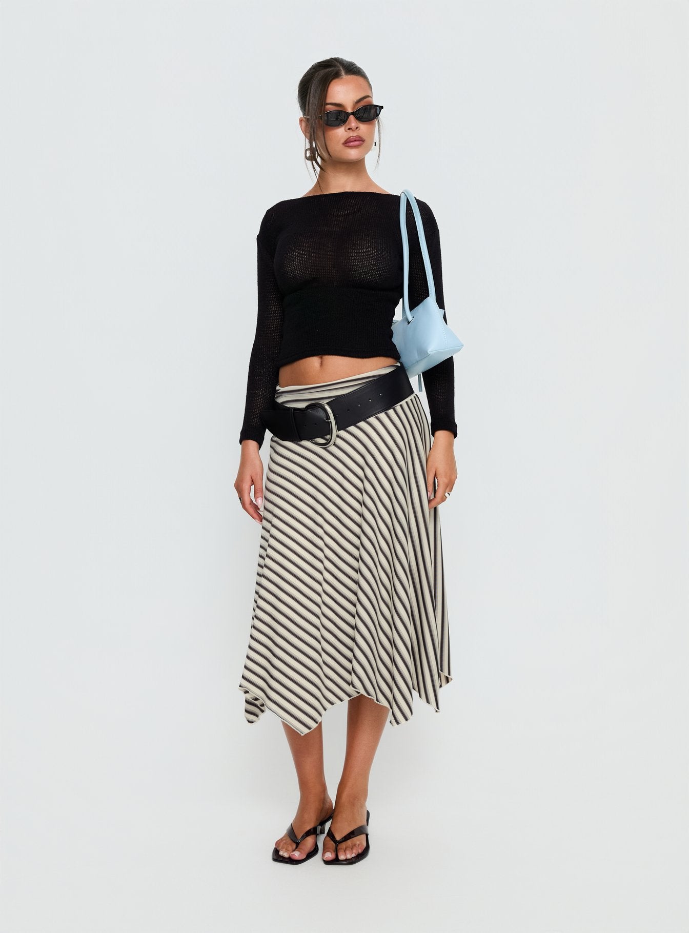 Cobee Asymmetrical Midi Skirt Multi Stripe - Image 4
