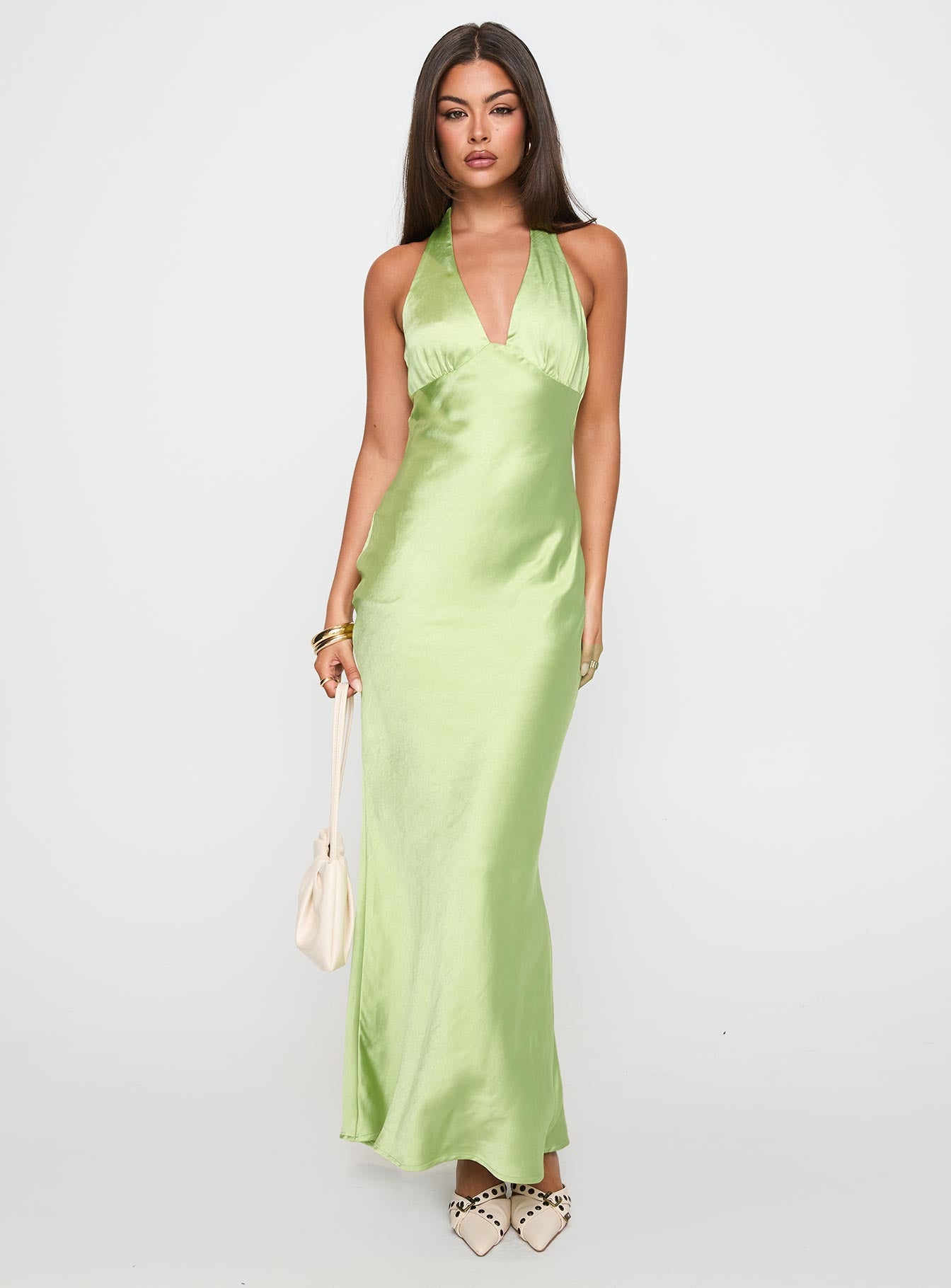 Gloriana Halter Maxi Dress Green - Image 3