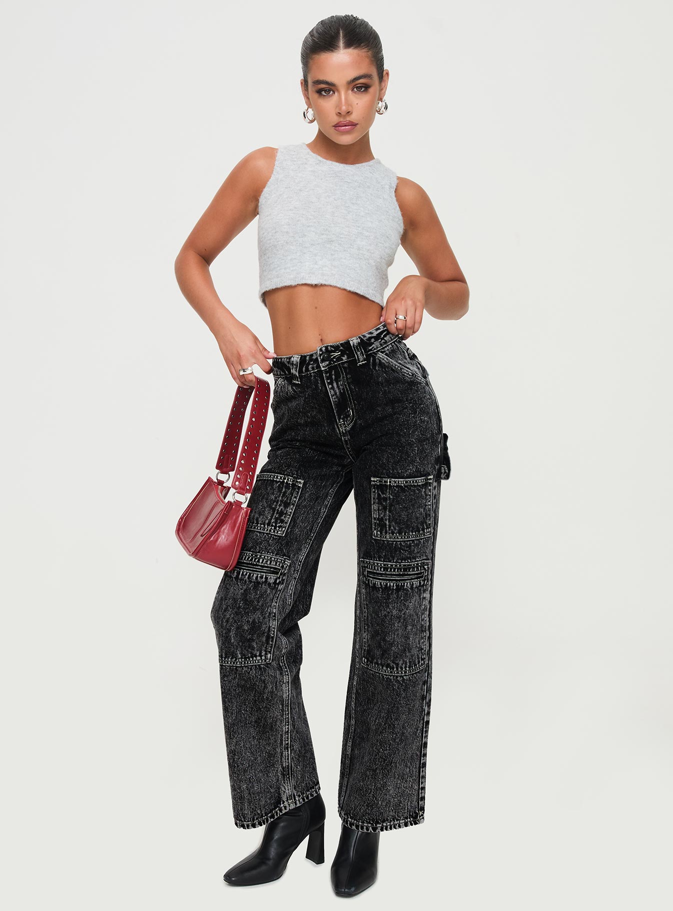 Malachie High Rise Jeans Black Acid Wash - Image 2