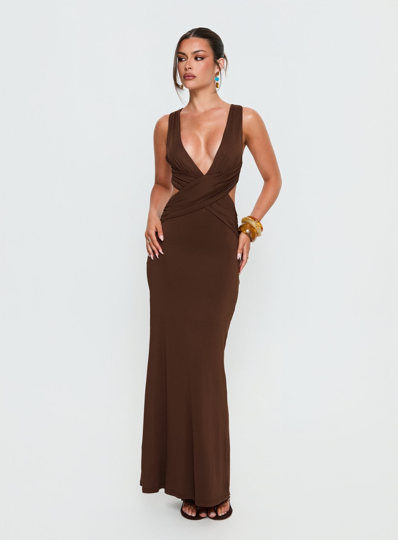 Bambia Maxi Dress Dark Brown - Image 2