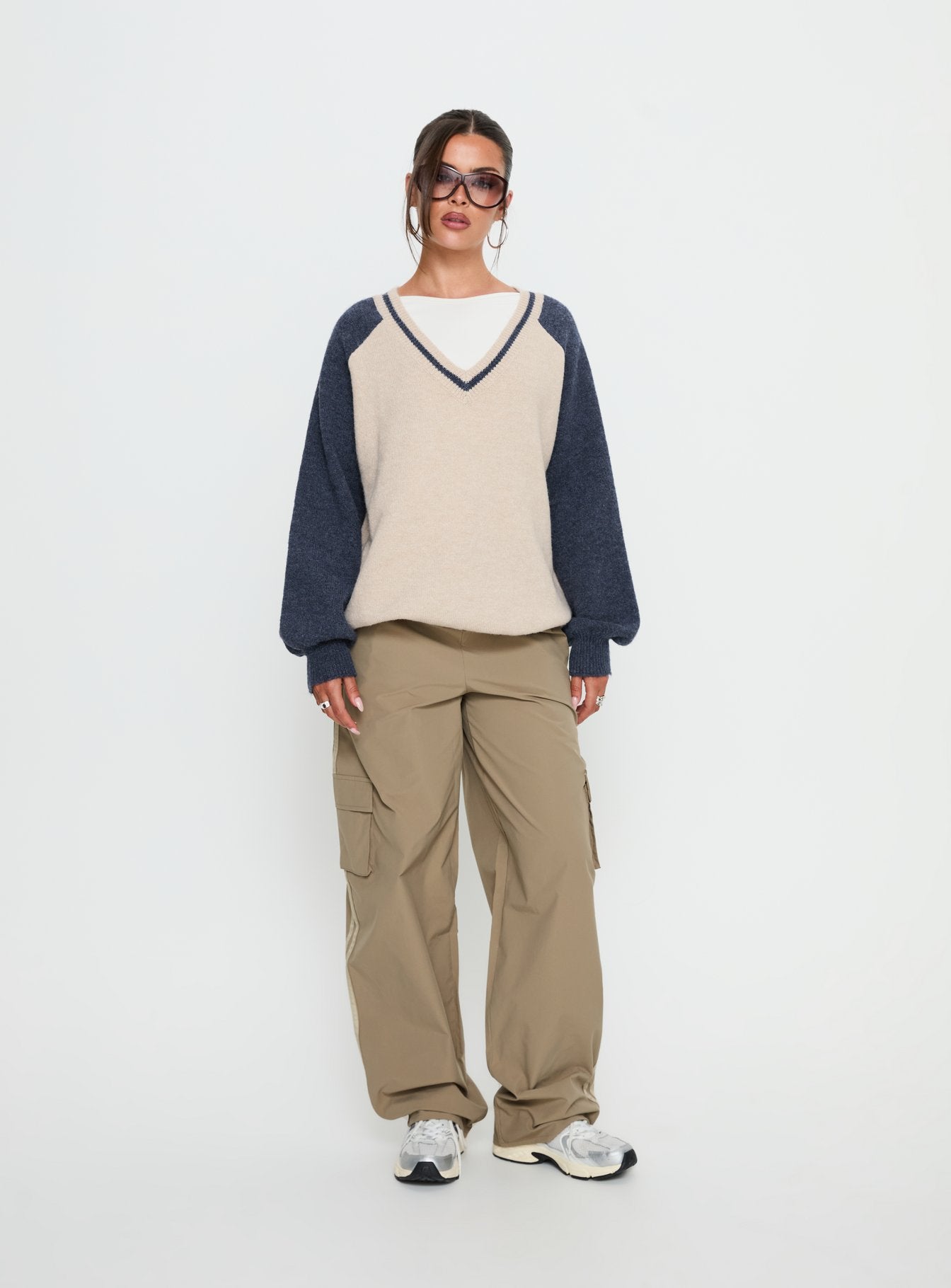 Adana V Neck Graphic Knit Sweater Multi - Image 2