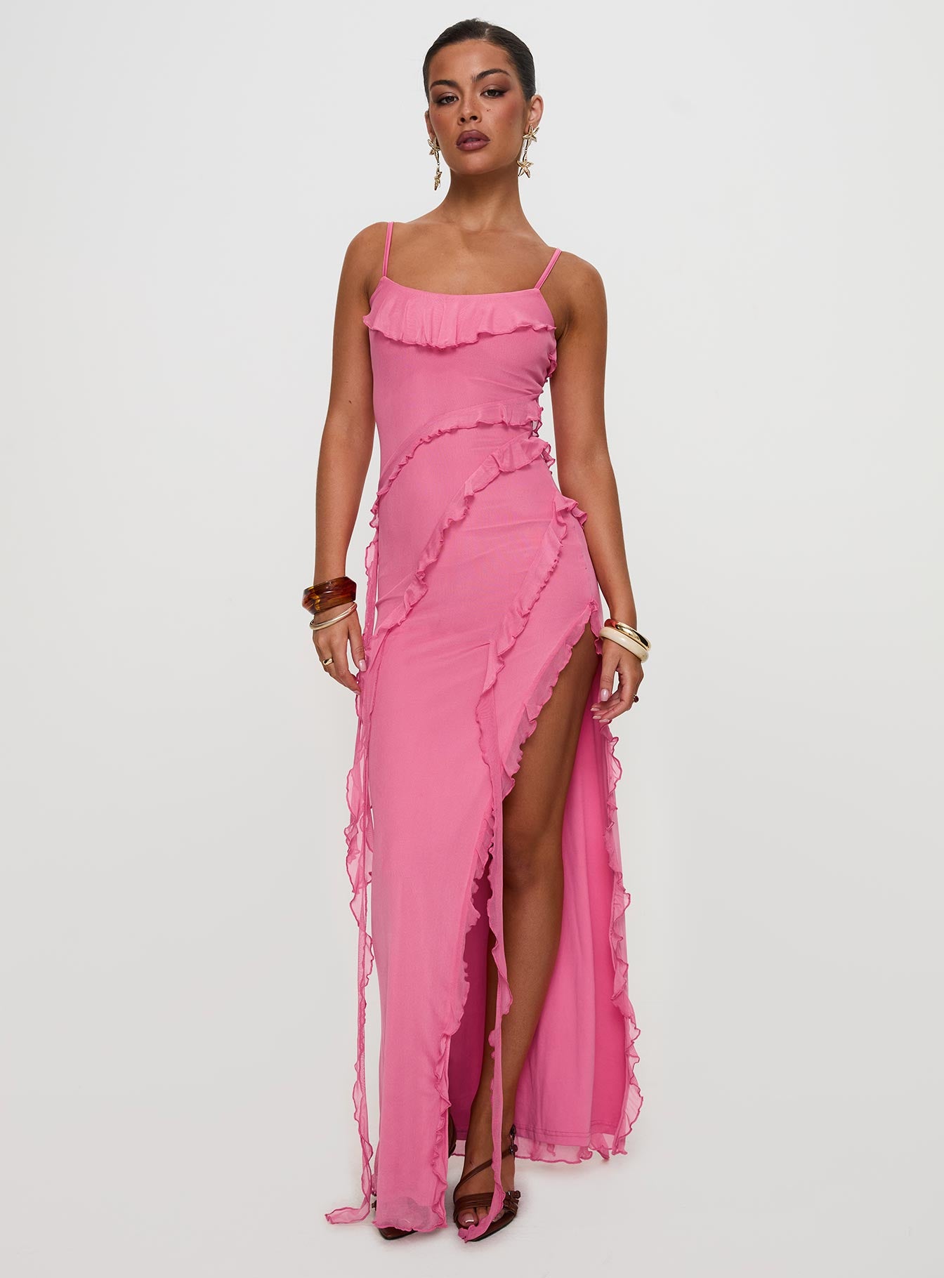 Valerian Frill Maxi Dress Pink - Image 6