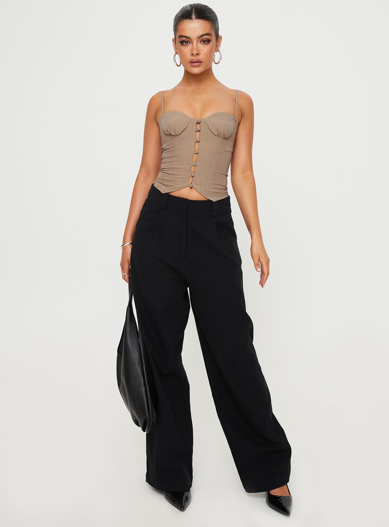 Archette Corset Vest Beige Stripe - Image 3