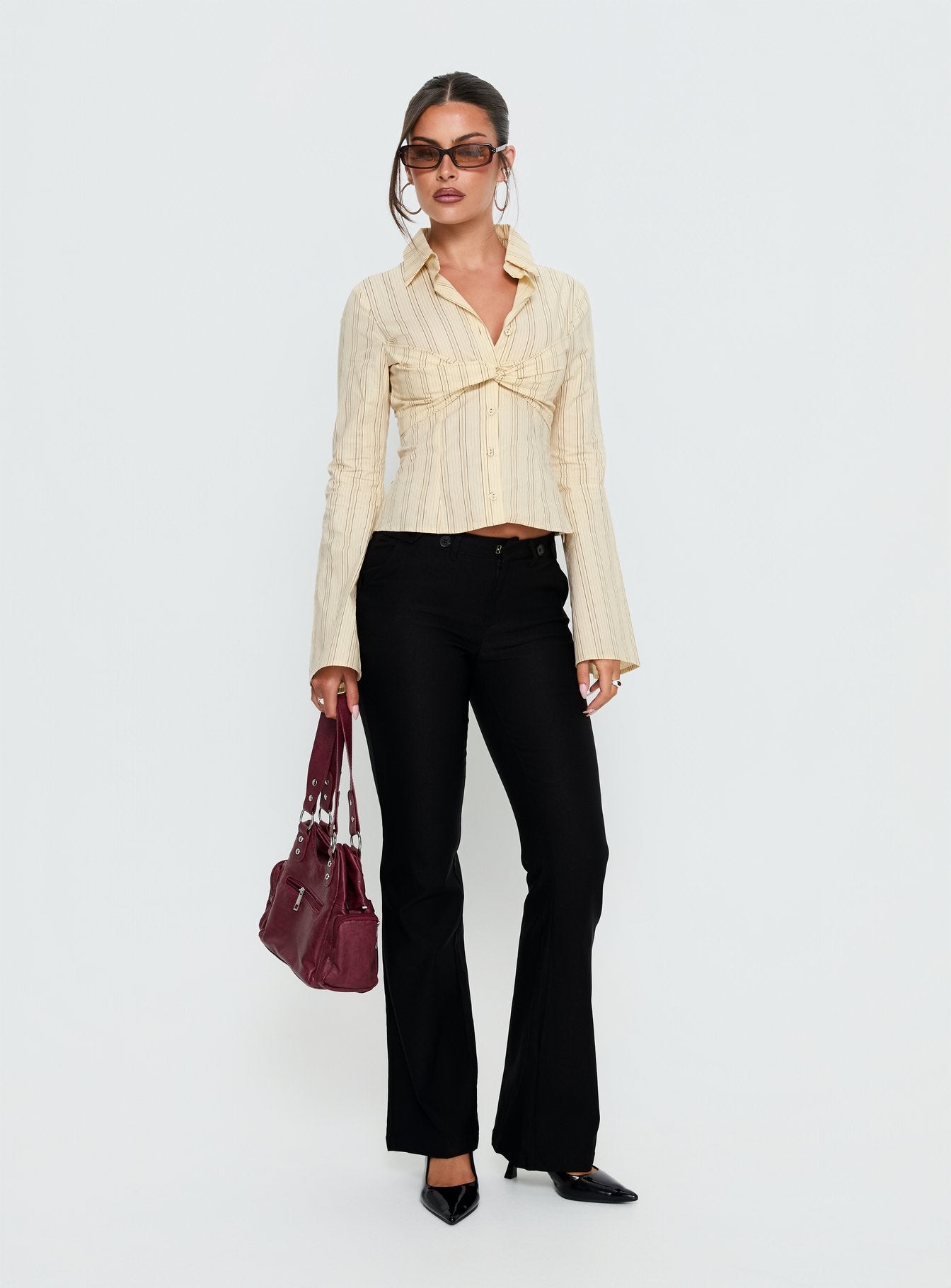 Wrenner Layered Long Sleeve Top Yellow Stripe - Image 3