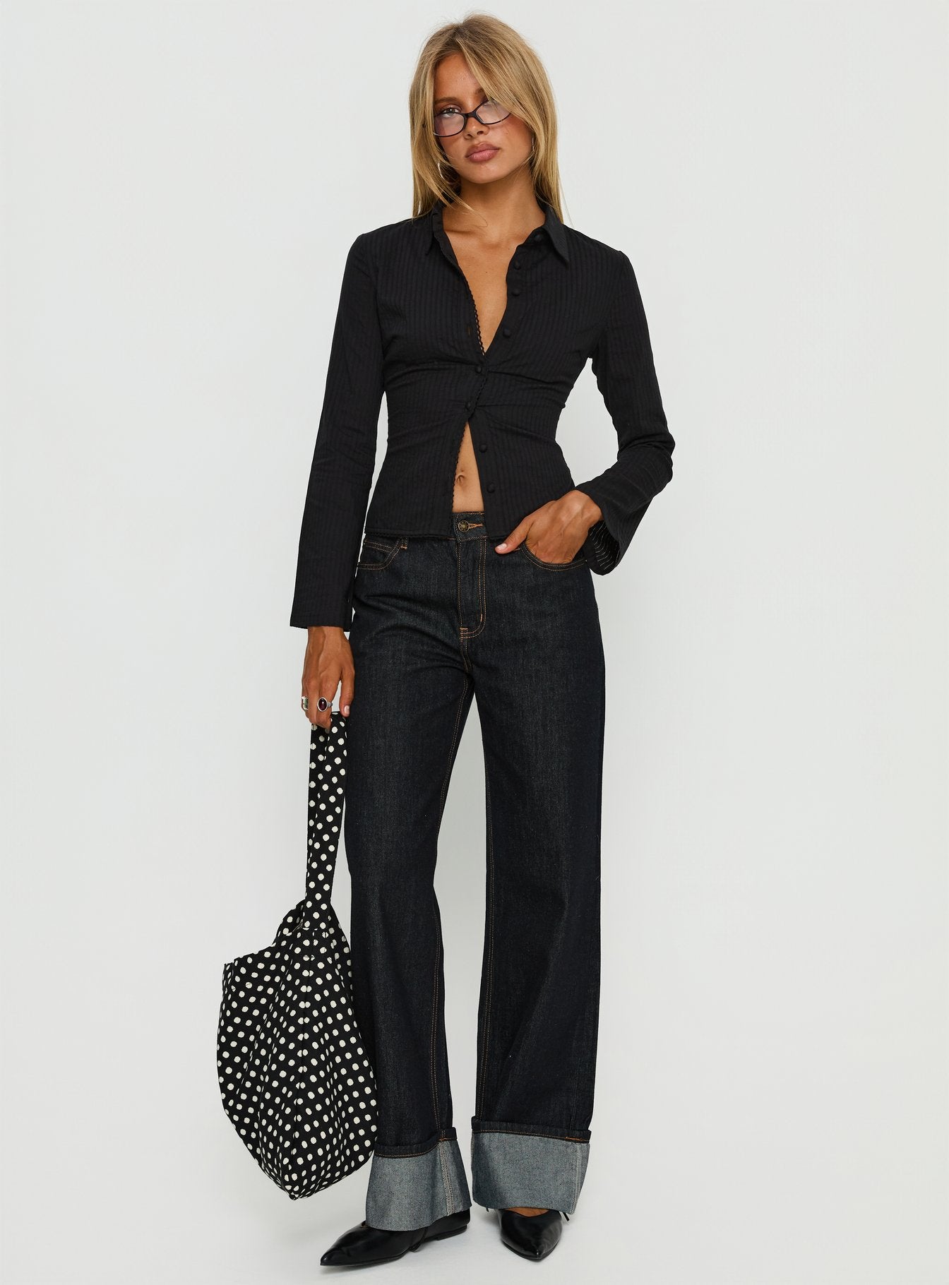 Emersonne Button Up Top Black - Image 2