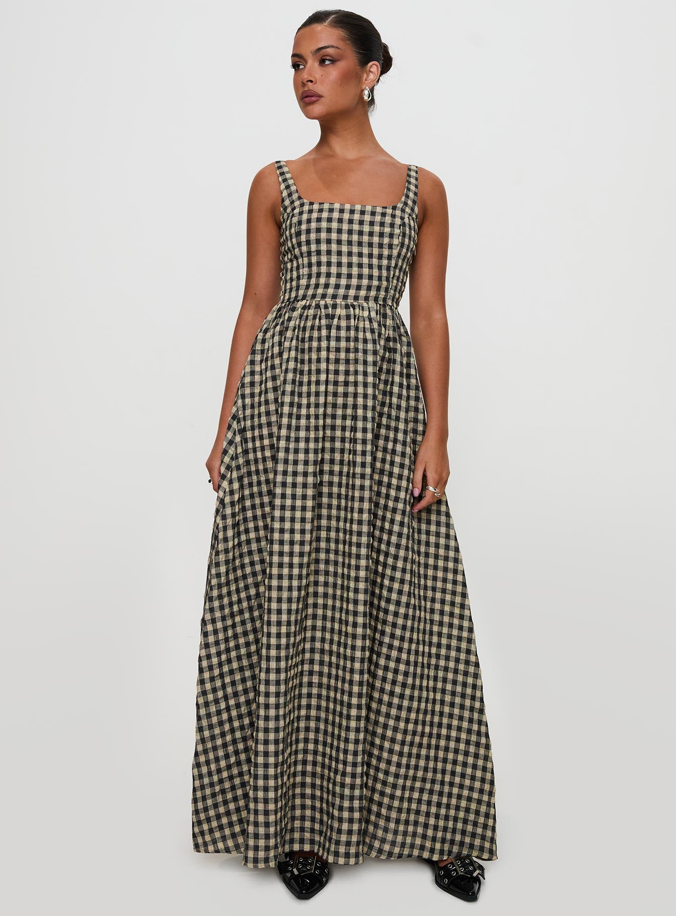 Cartmel Check Maxi Dress Black / Cream - Image 6