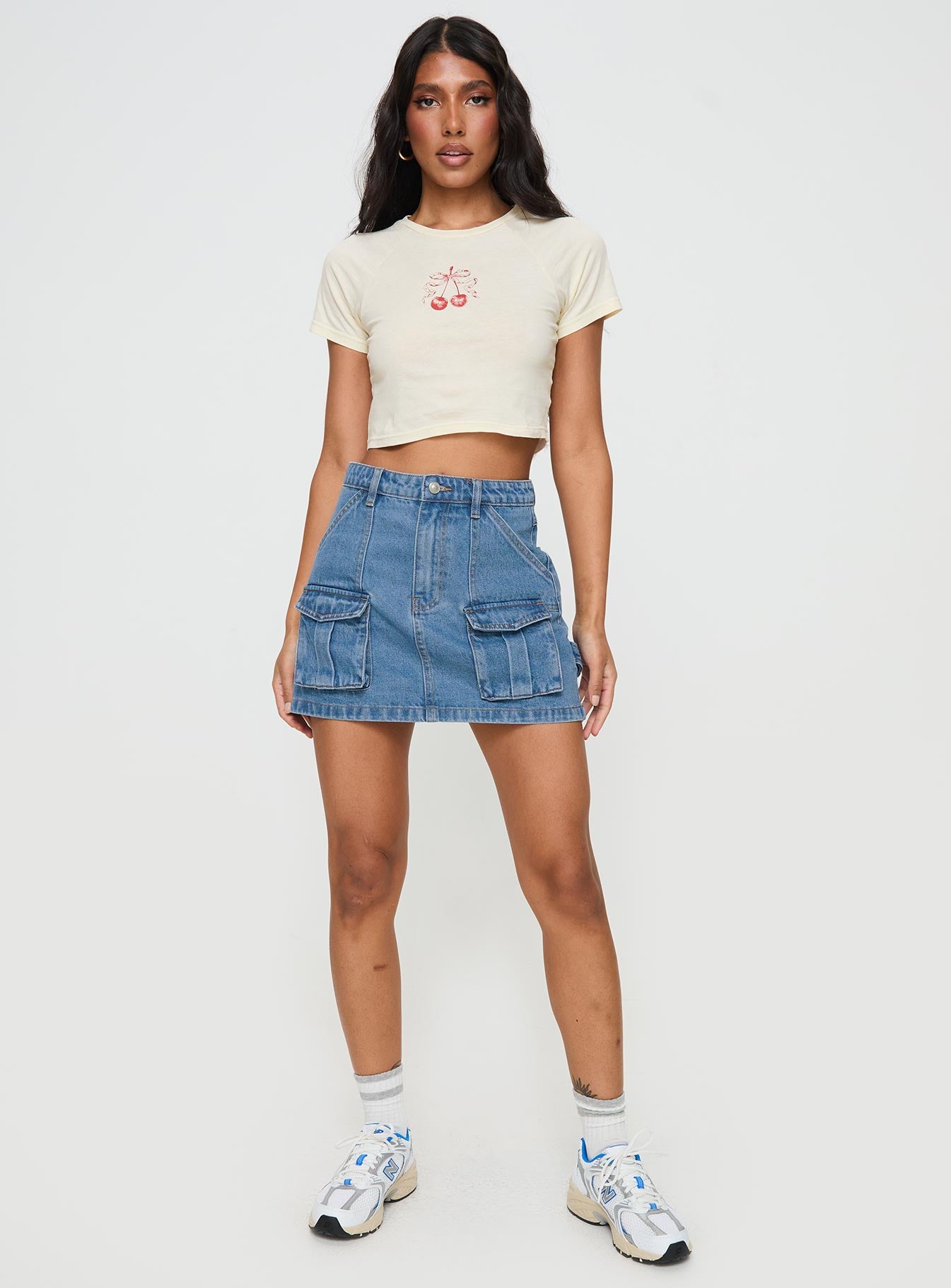 Chillders Denim Mini Skirt Mid Wash Petite - Image 6