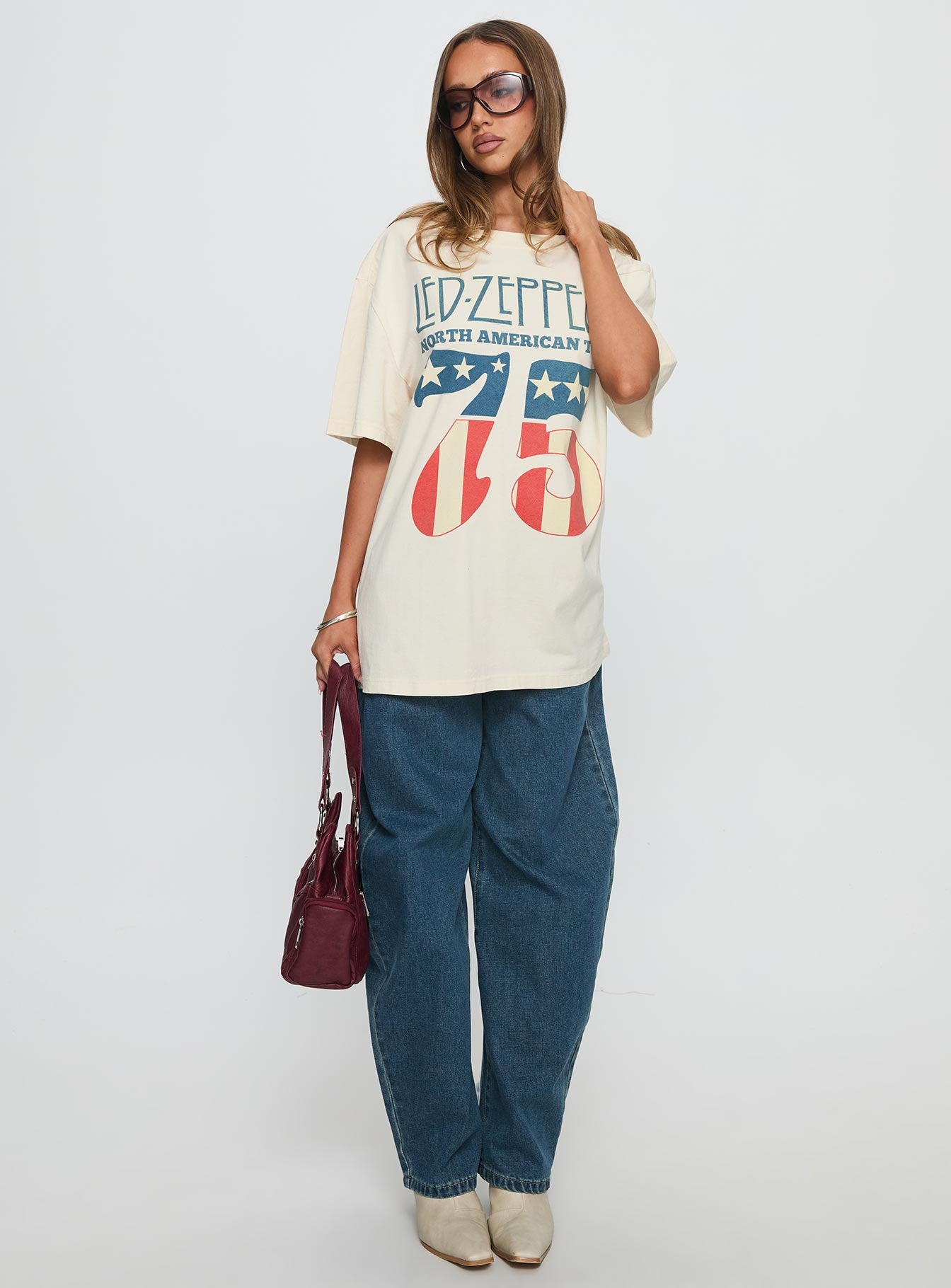 4th July Led Zepplin Oversized Tee White - Image 3