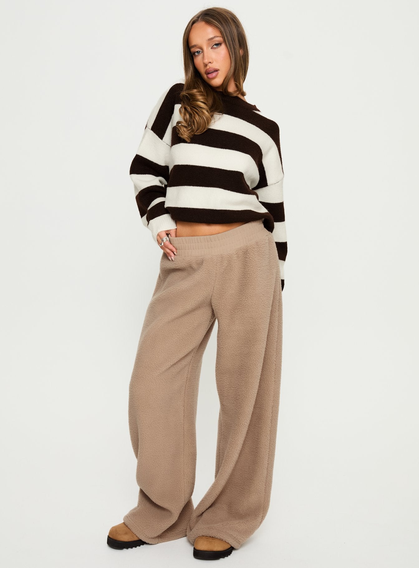 Siberia Fleece Track Pant Light Brown - Image 2