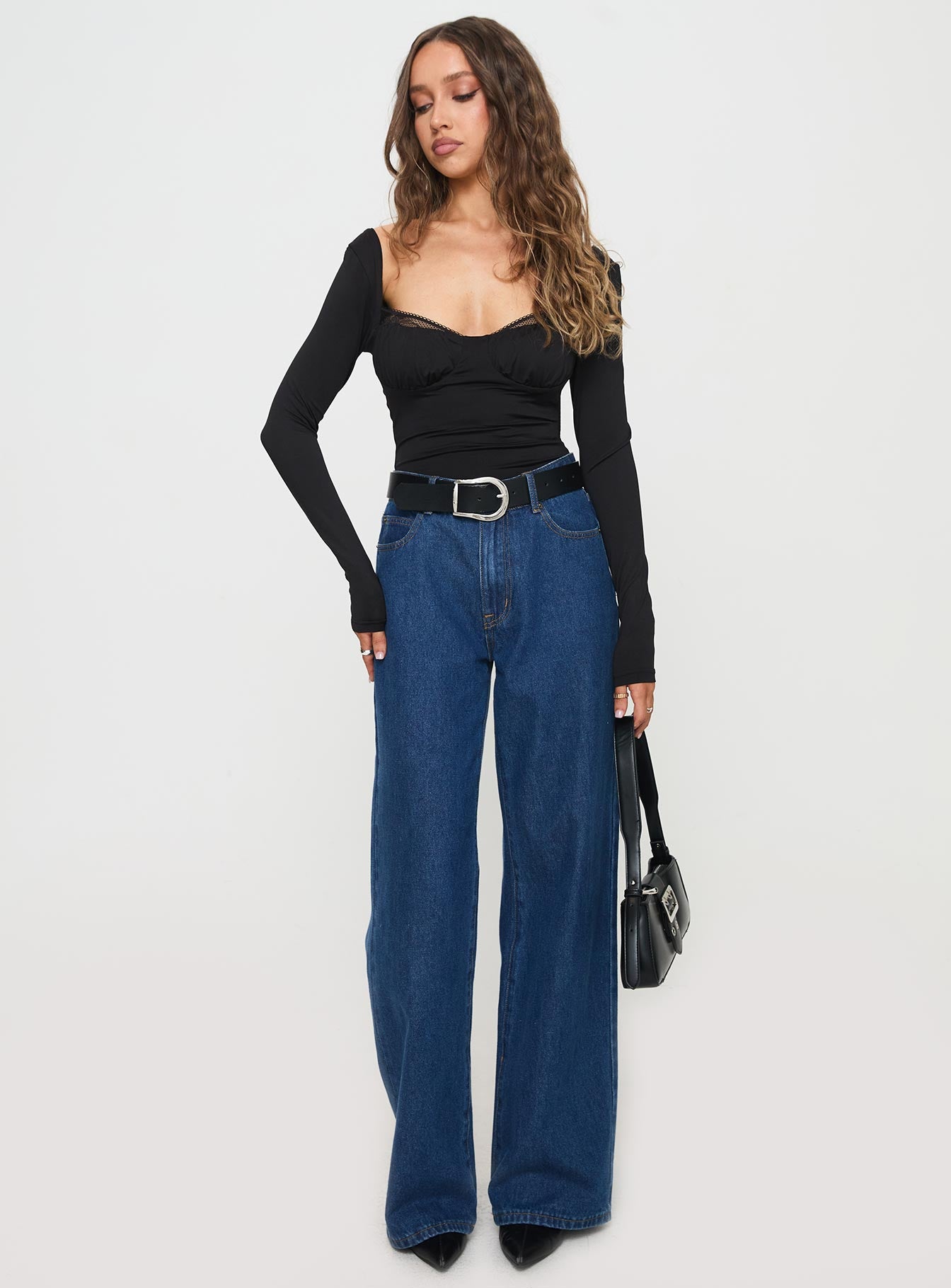 Peekaboo Long Sleeve Bodysuit Black - Image 3