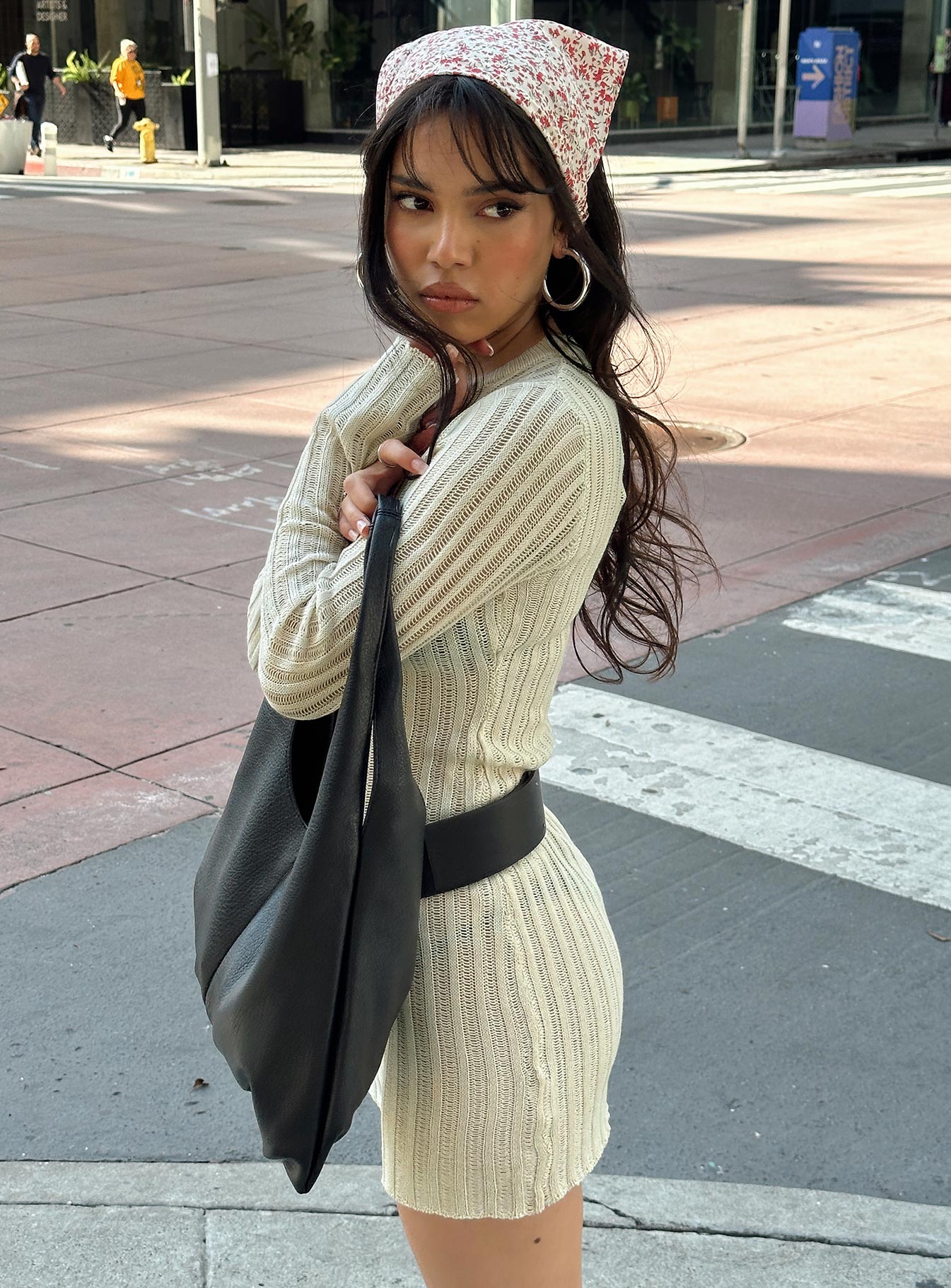 Primmie Long Sleeve Mini Dress Cream - Image 9