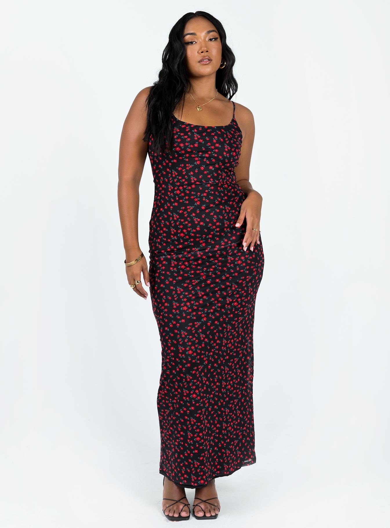 Knox Maxi Dress Black / Red Floral - Image 3