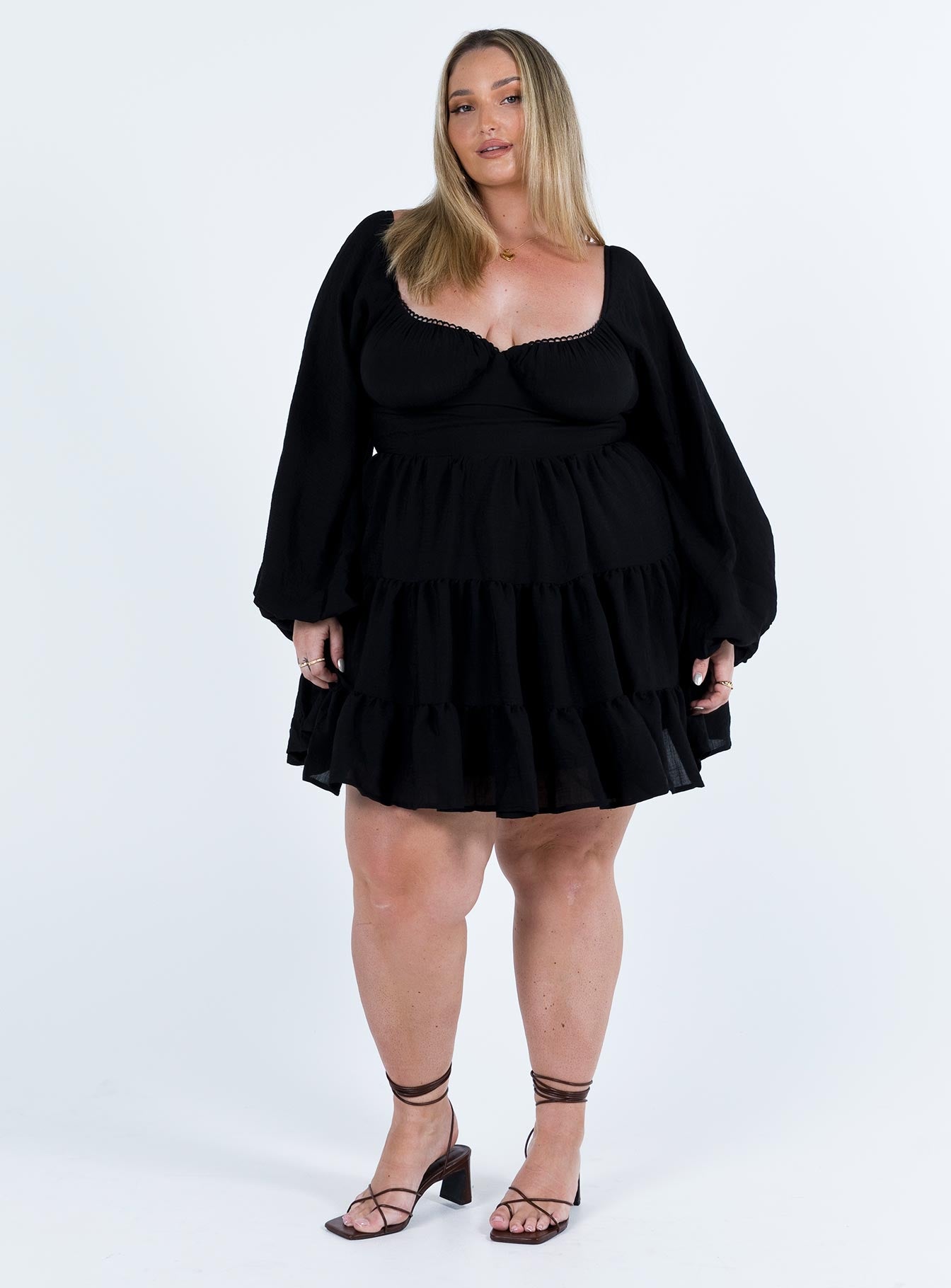 Danny Long Sleeve Mini Dress Black Curve - Image 3